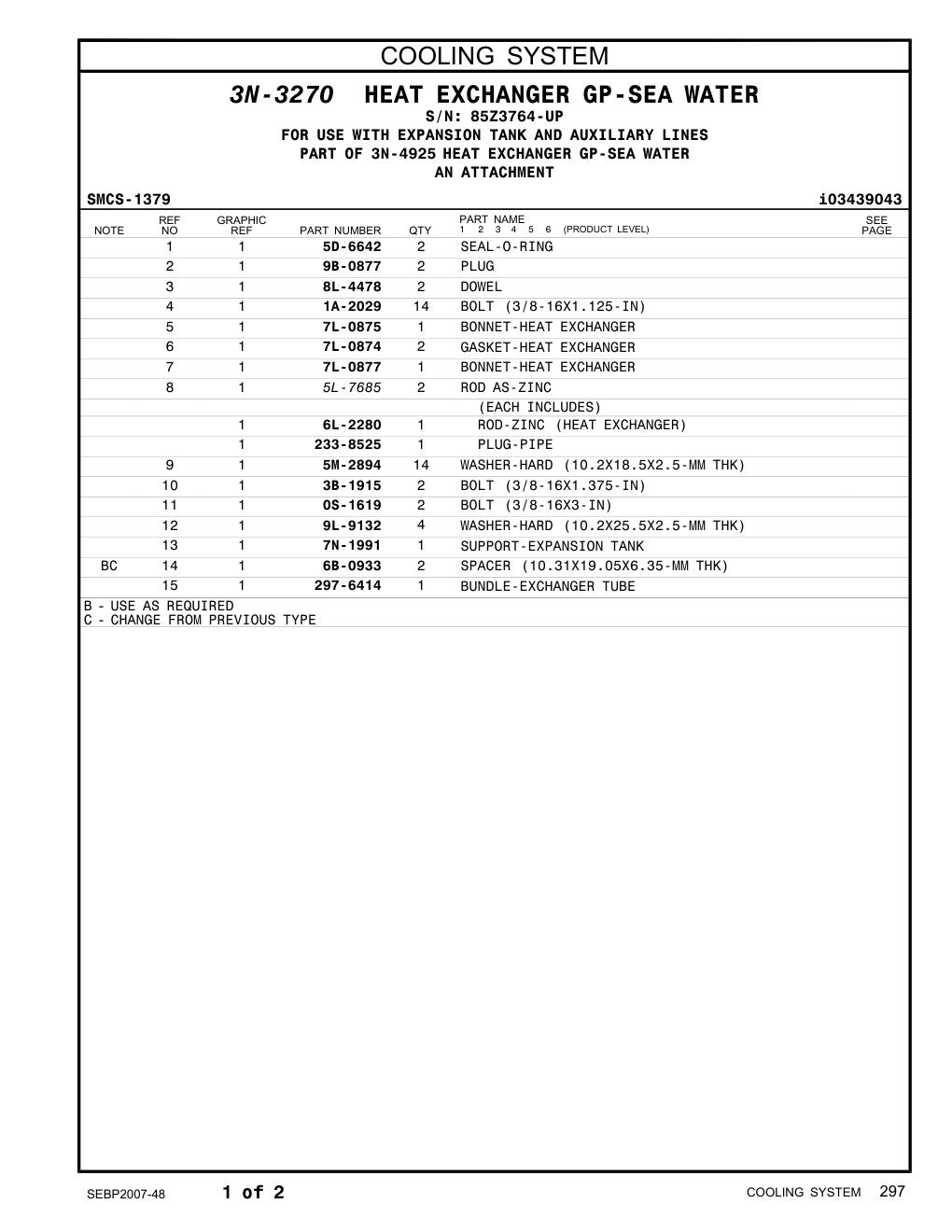 8L-4478 DOWEL · S/N 85Z3764-UP CAT parts manual diagram