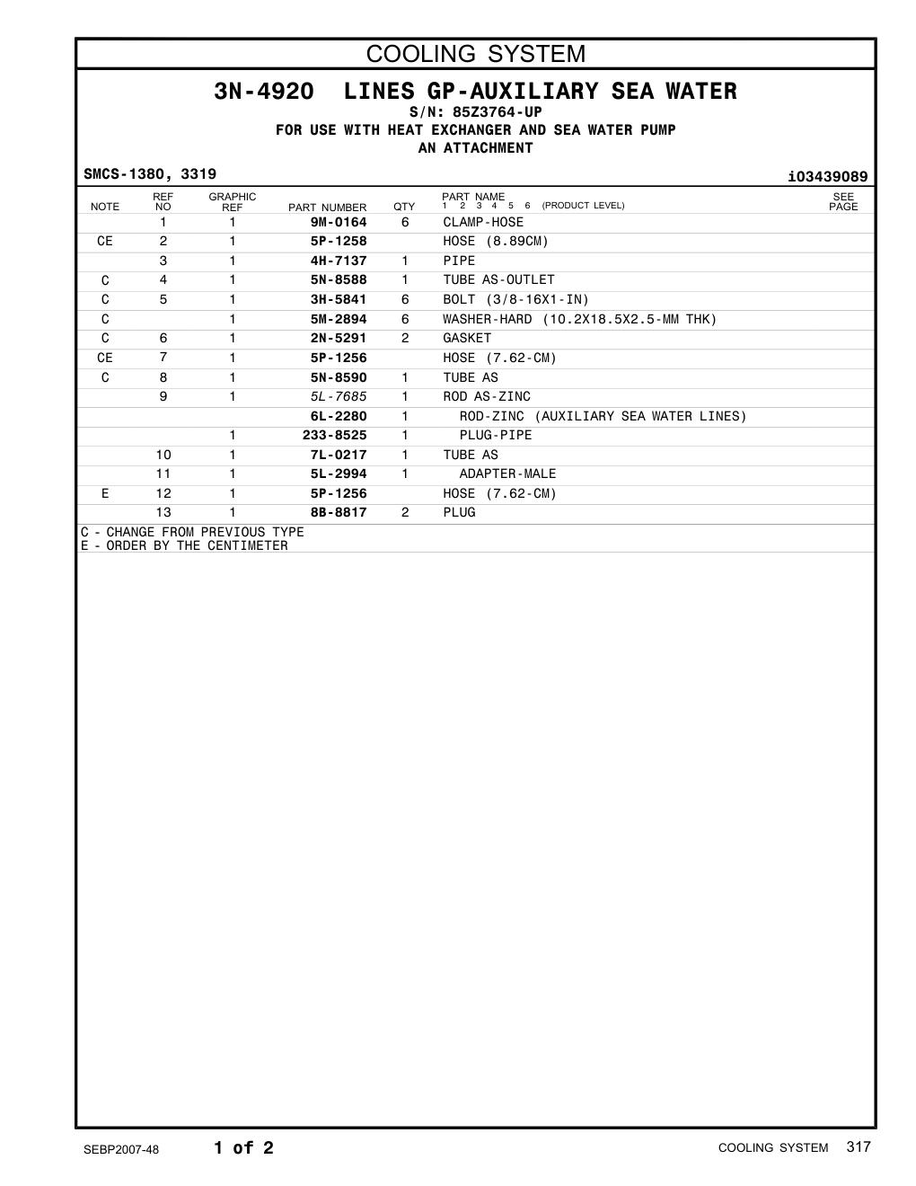 8B-8817 PLUG · S/N 85Z3764-UP CAT parts manual diagram