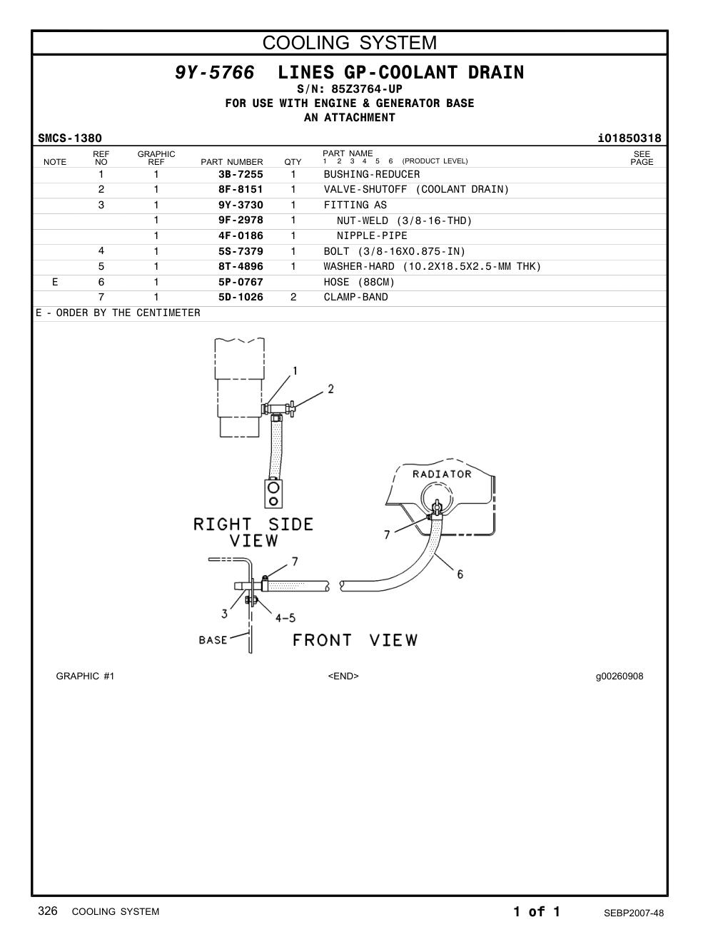 3B-7255 BUSHING-REDUCING · S/N 85Z3764-UP CAT parts manual diagram
