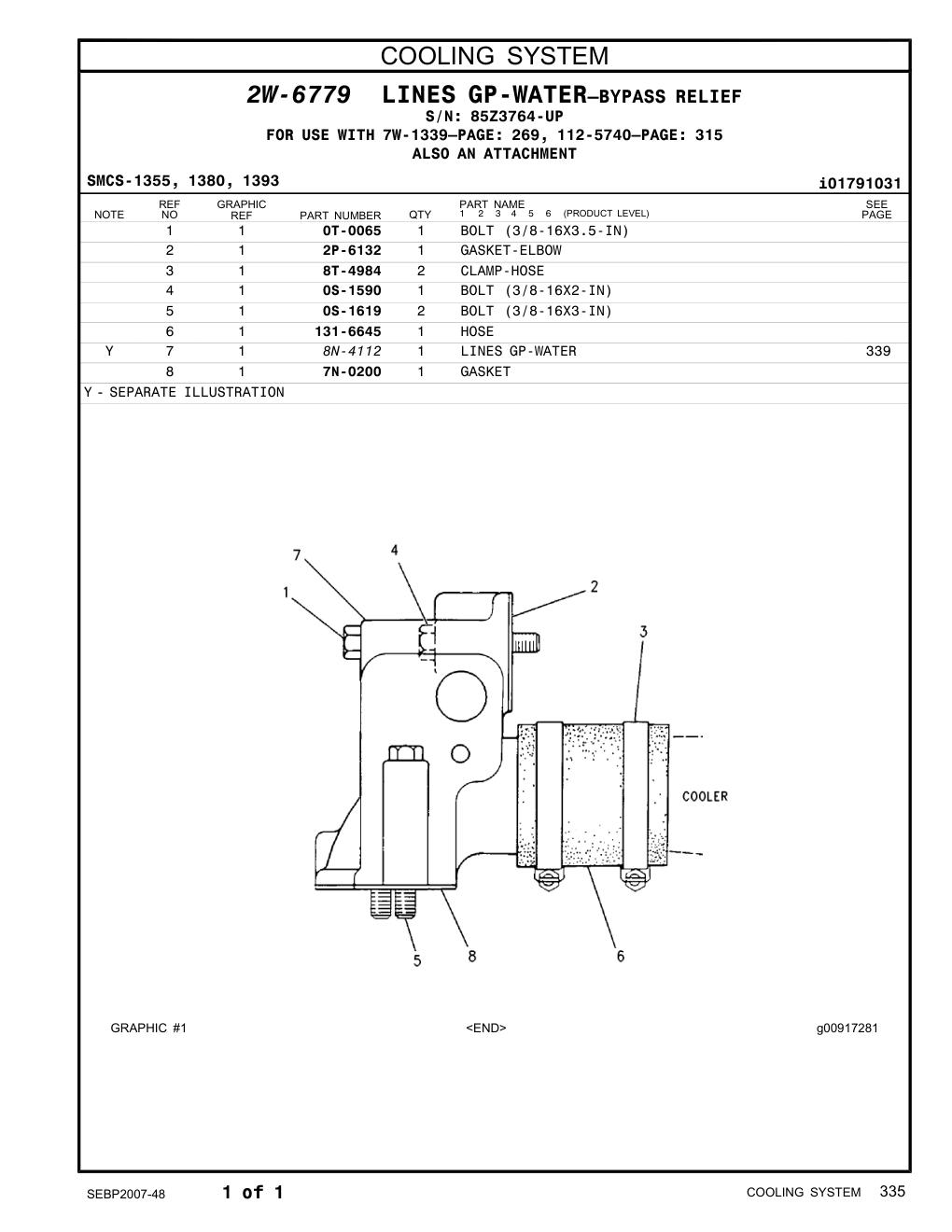 131-6645 HOSE · S/N 85Z3764-UP CAT parts manual diagram