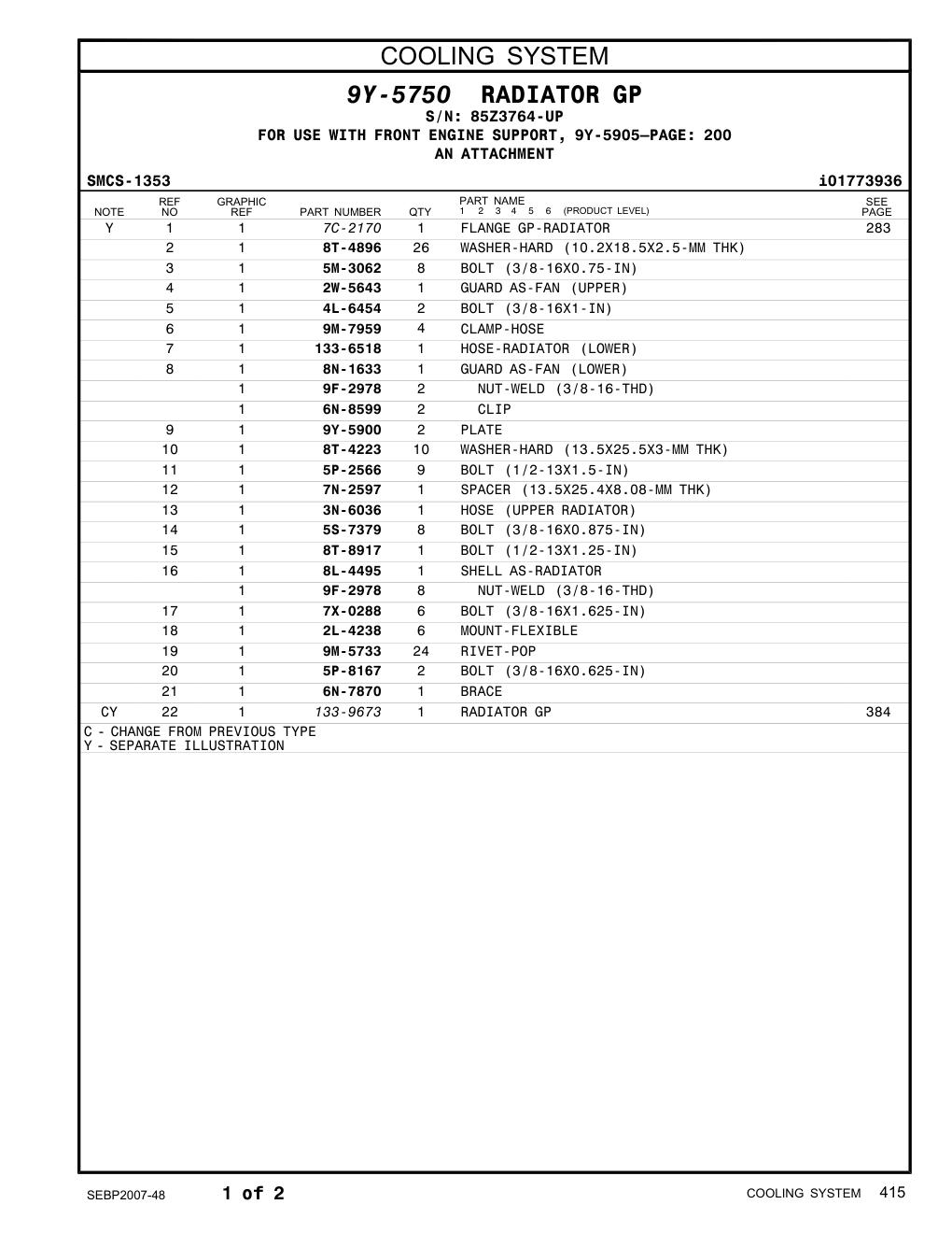 133-6518 HOSE-RADIATOR (LOWER) · S/N 85Z3764-UP CAT parts manual diagram