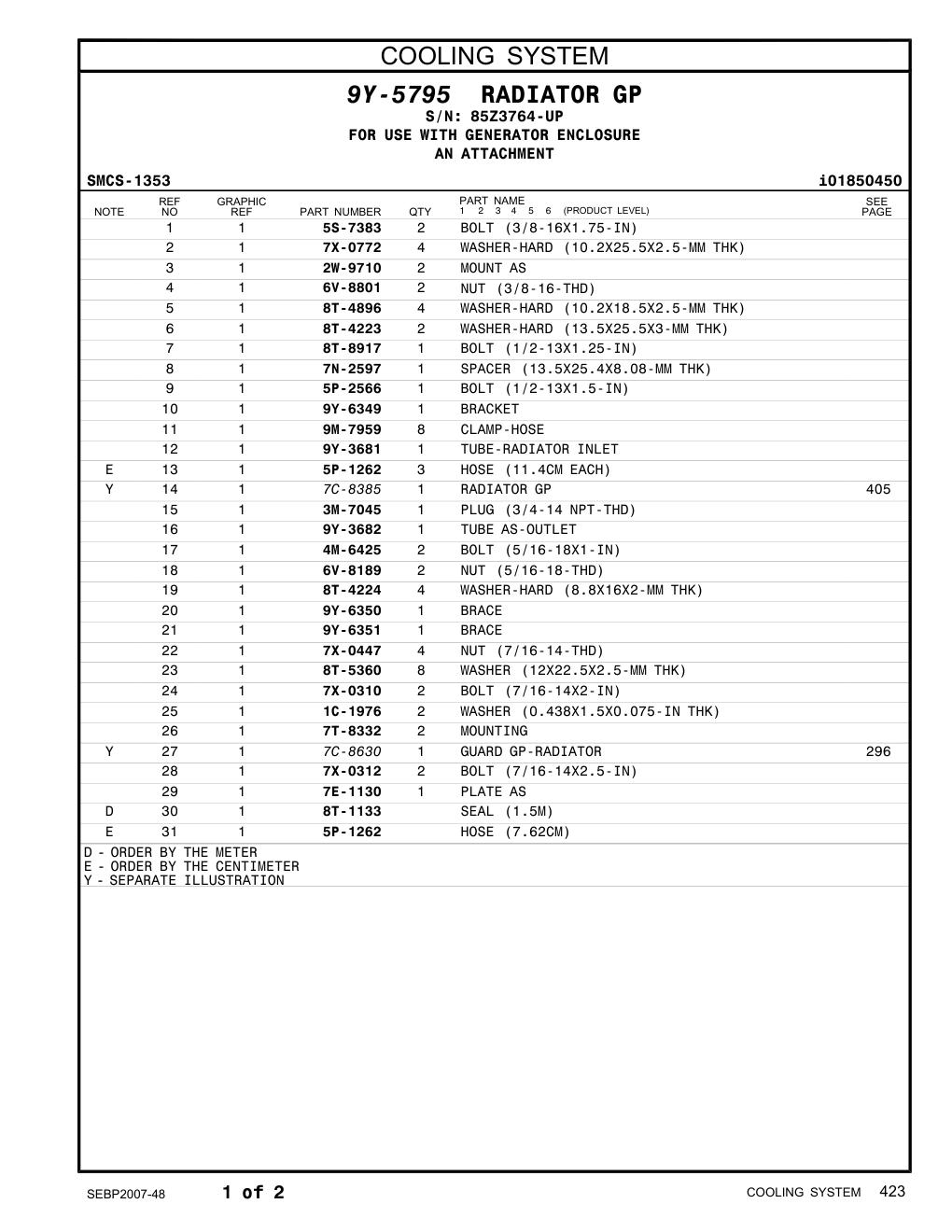 9Y-6349 BRACKET · S/N 85Z3764-UP CAT parts manual diagram