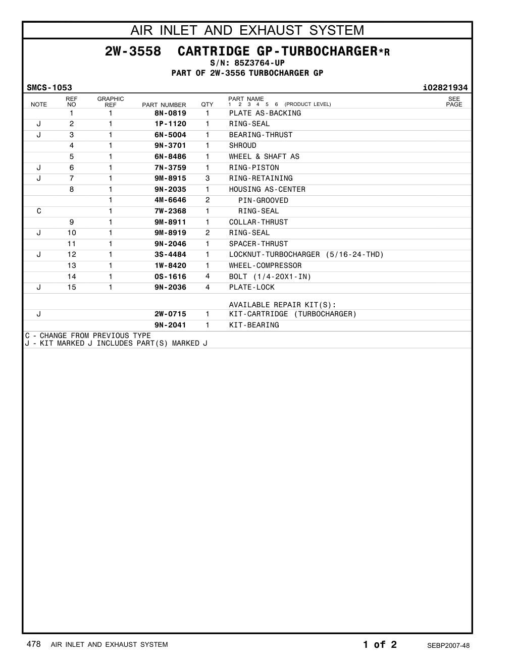 6N-8486 WHEEL & SHAFT AS · S/N 85Z3764-UP CAT parts manual diagram