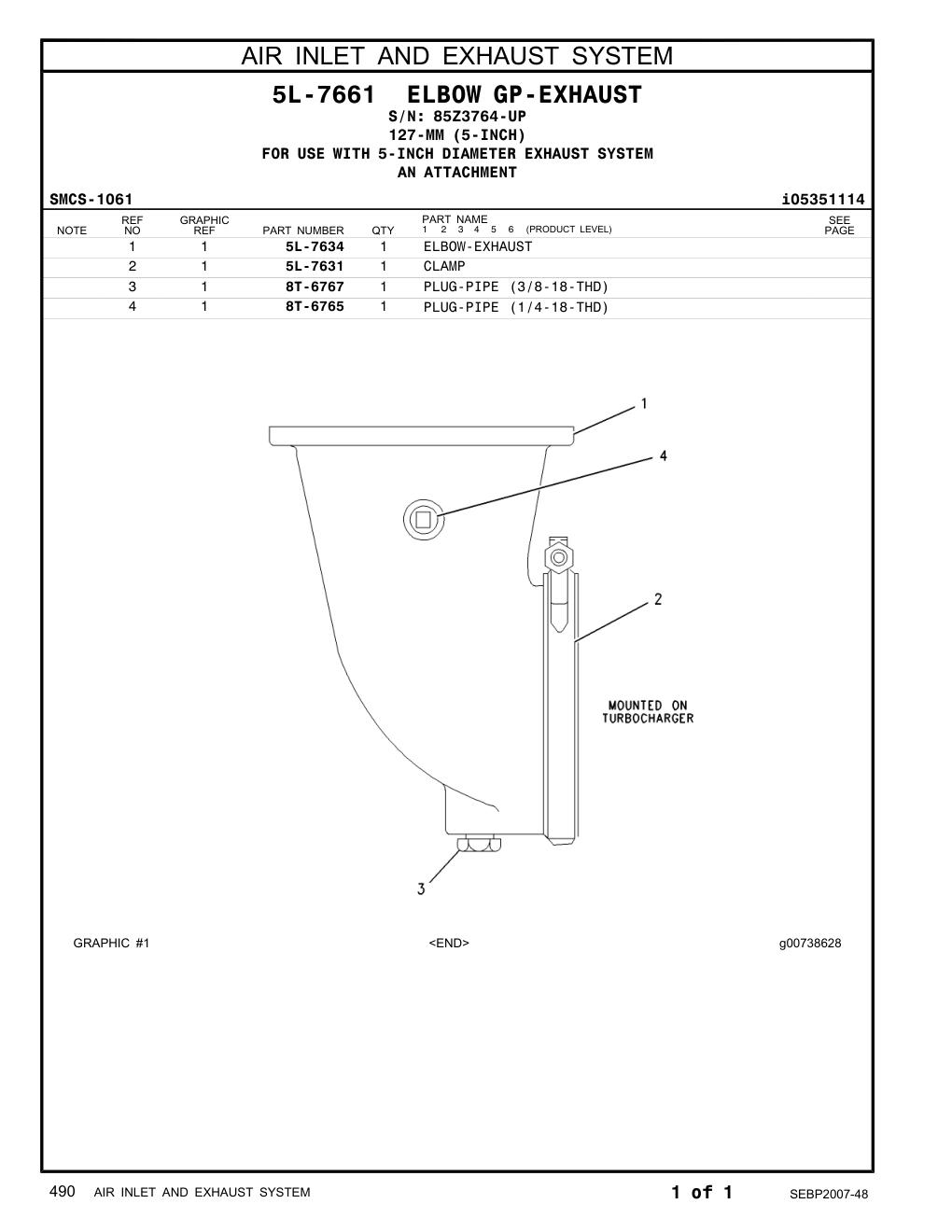 5L-7631 CLAMP · S/N 85Z3764-UP CAT parts manual diagram