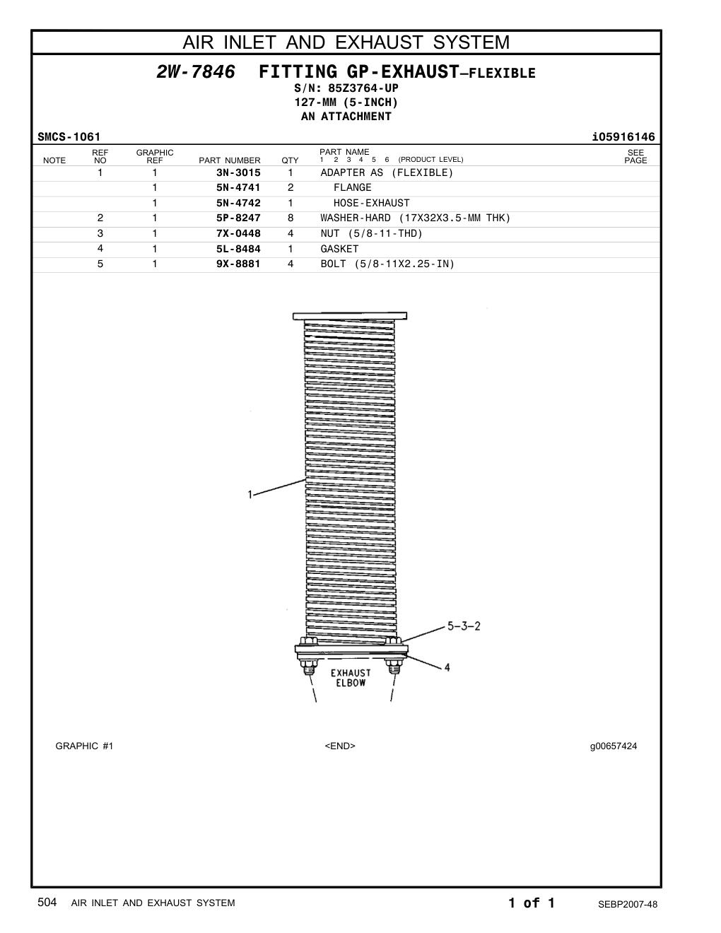 9X-8881 BOLT (5/8-11X2.25-IN) · S/N 85Z3764-UP CAT parts manual diagram