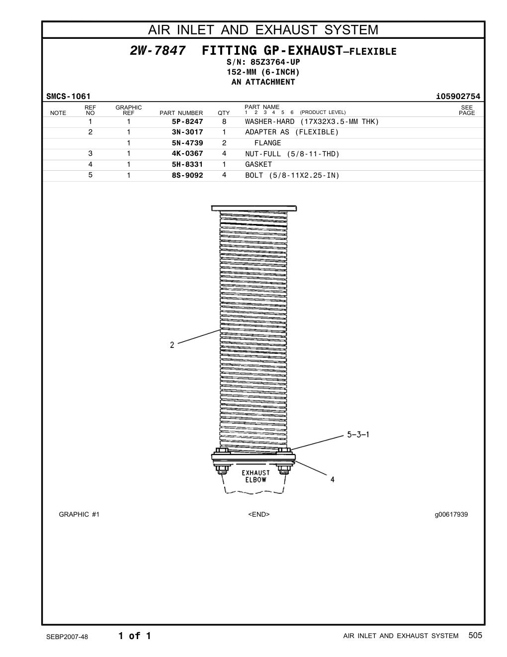 8S-9092 BOLT (5/8-11X2.25-IN) · S/N 85Z3764-UP CAT parts manual diagram