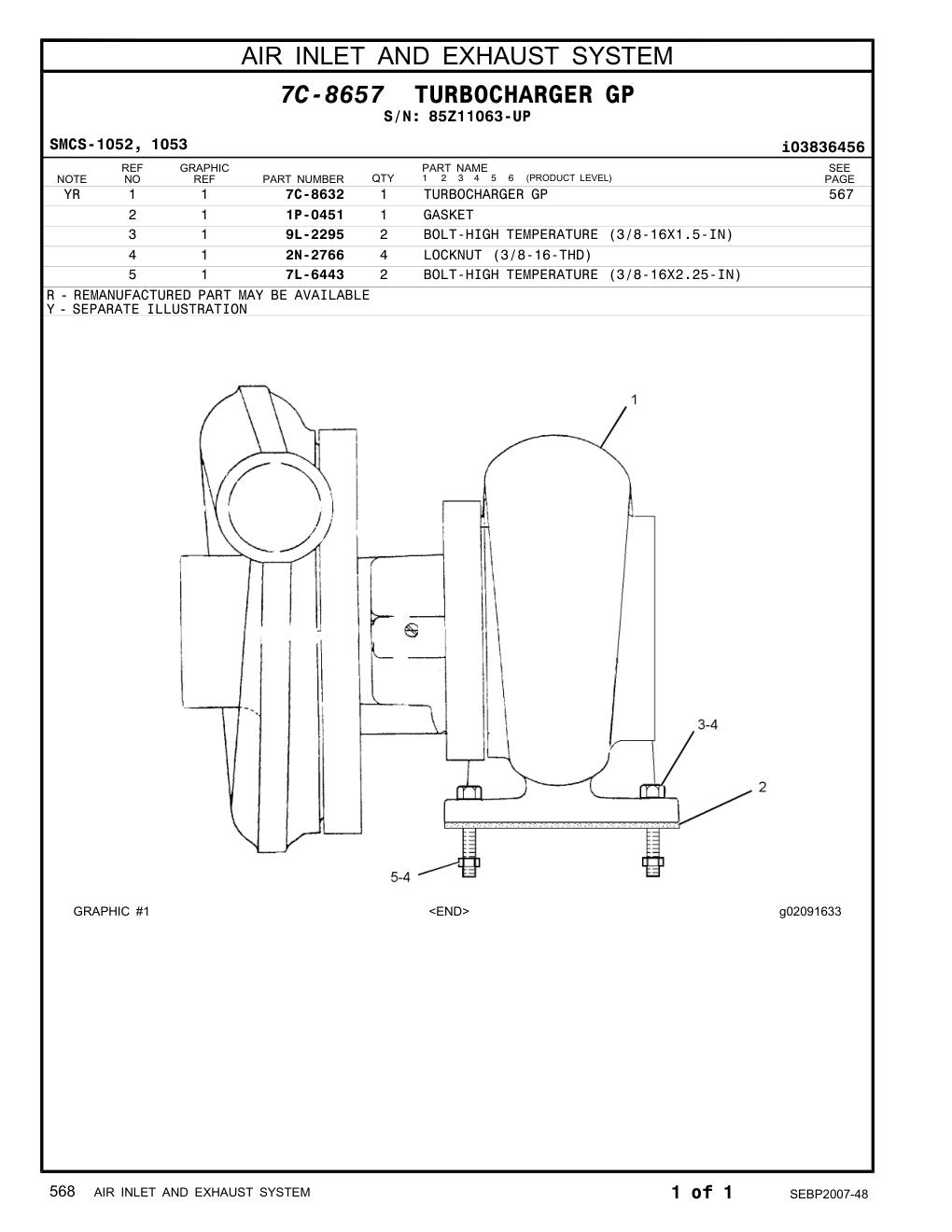 1P-0451 GASKET · S/N 85Z11063-UP CAT parts manual diagram