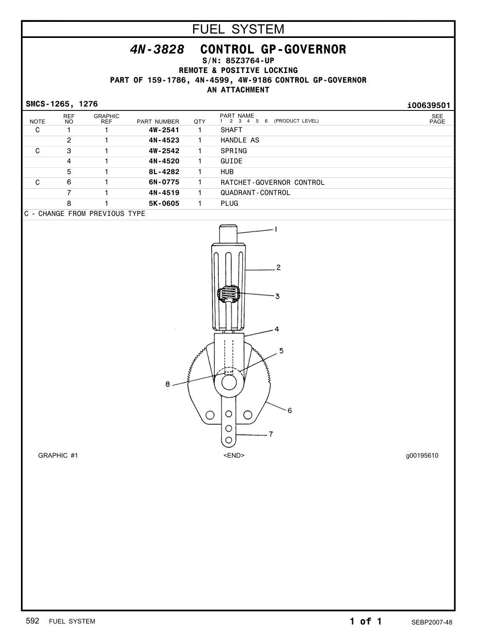 5K-0605 PLUG · S/N 85Z3764-UP CAT parts manual diagram