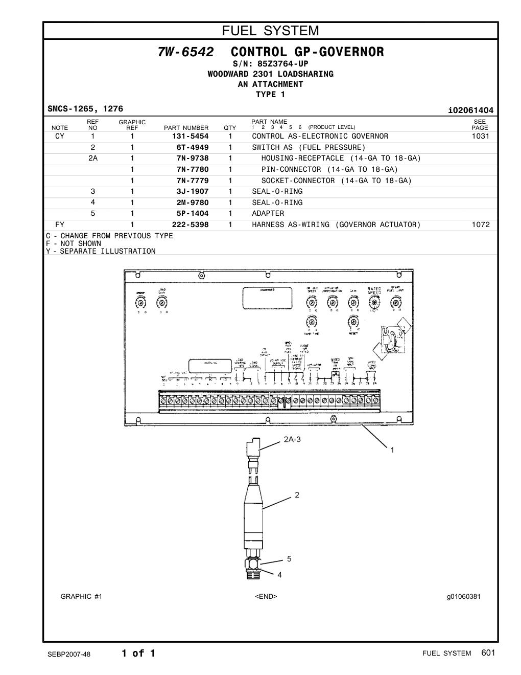 6T-4949 SWITCH AS (FUEL PRESSURE) · S/N 85Z3764-UP CAT parts manual diagram