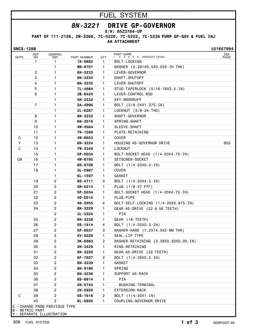 8N-3229 GEAR AS-DRIVE (22 & 56 TEETH) · S/N 85Z3764-UP CAT parts manual diagram