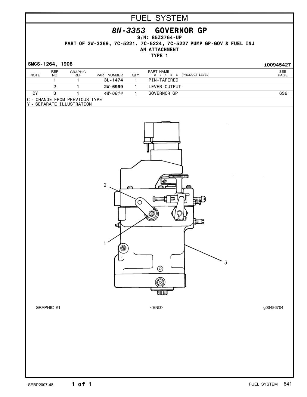 3L-1474 PIN-TAPERED · S/N 85Z3764-UP CAT parts manual diagram