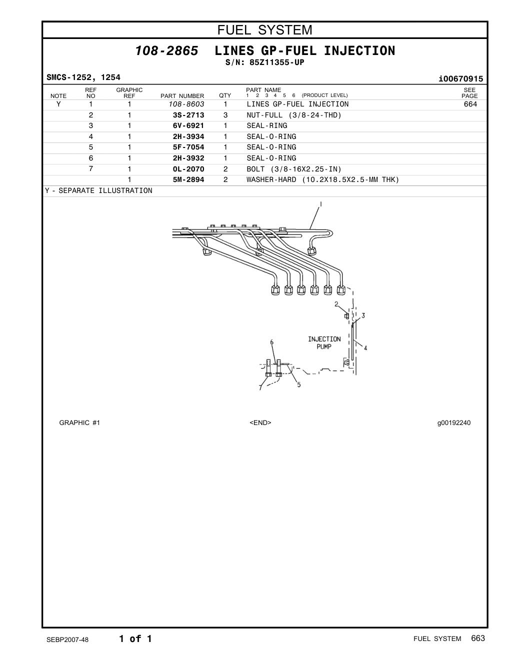 6V-6921 SEAL-RING · S/N 85Z11355-UP CAT parts manual diagram