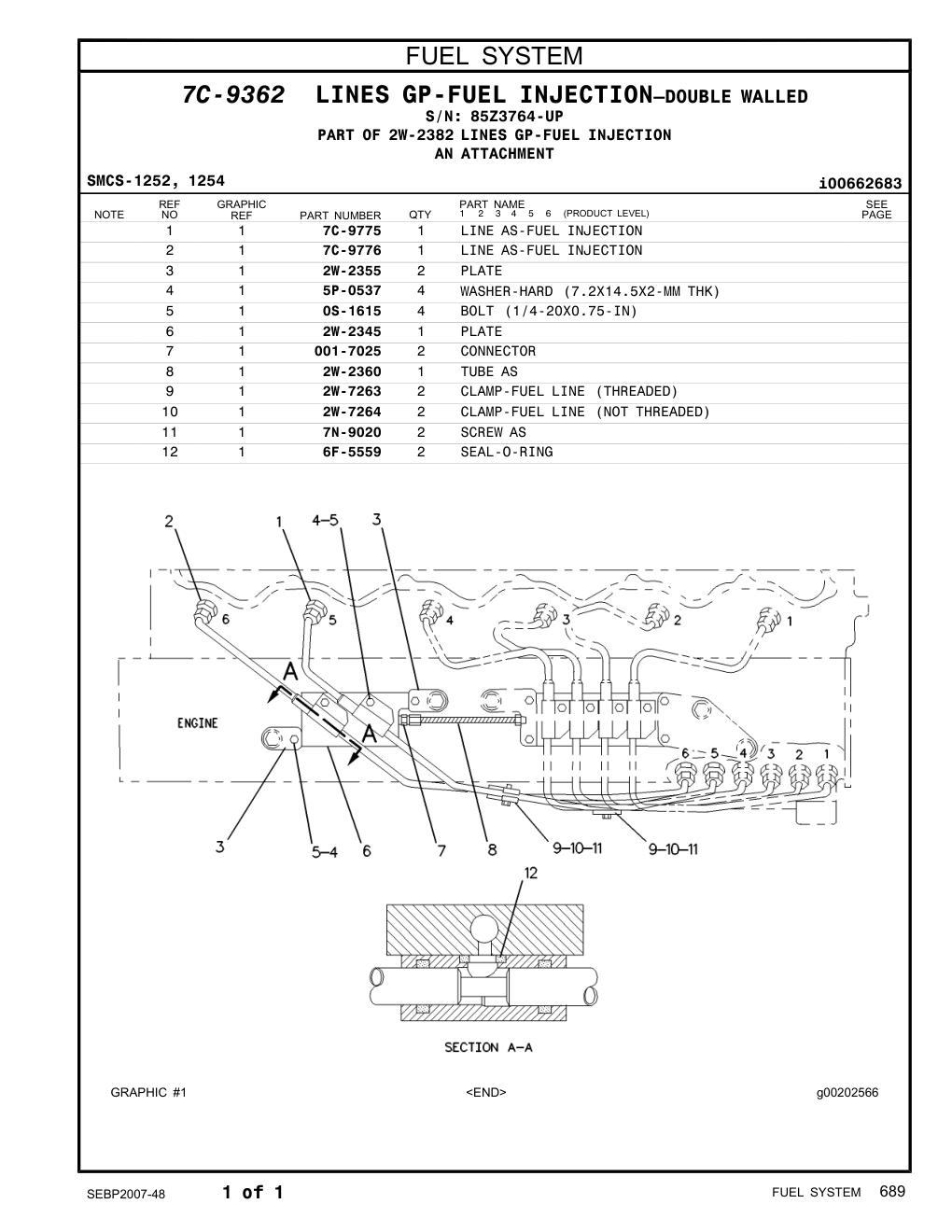 2W-2360 TUBE AS · S/N 85Z3764-UP CAT parts manual diagram