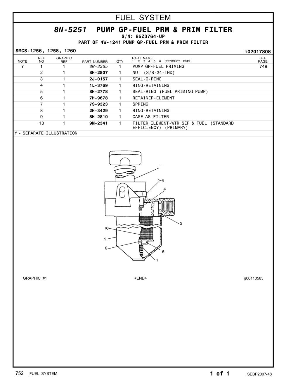 2J-0157 SEAL-O-RING · S/N 85Z3764-UP CAT parts manual diagram