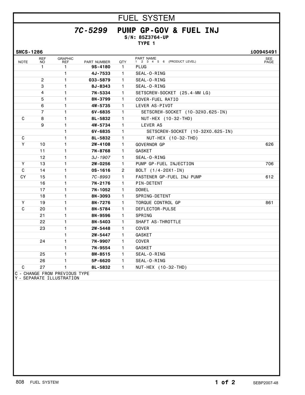 8N-9596 SPRING · S/N 85Z3764-UP CAT parts manual diagram