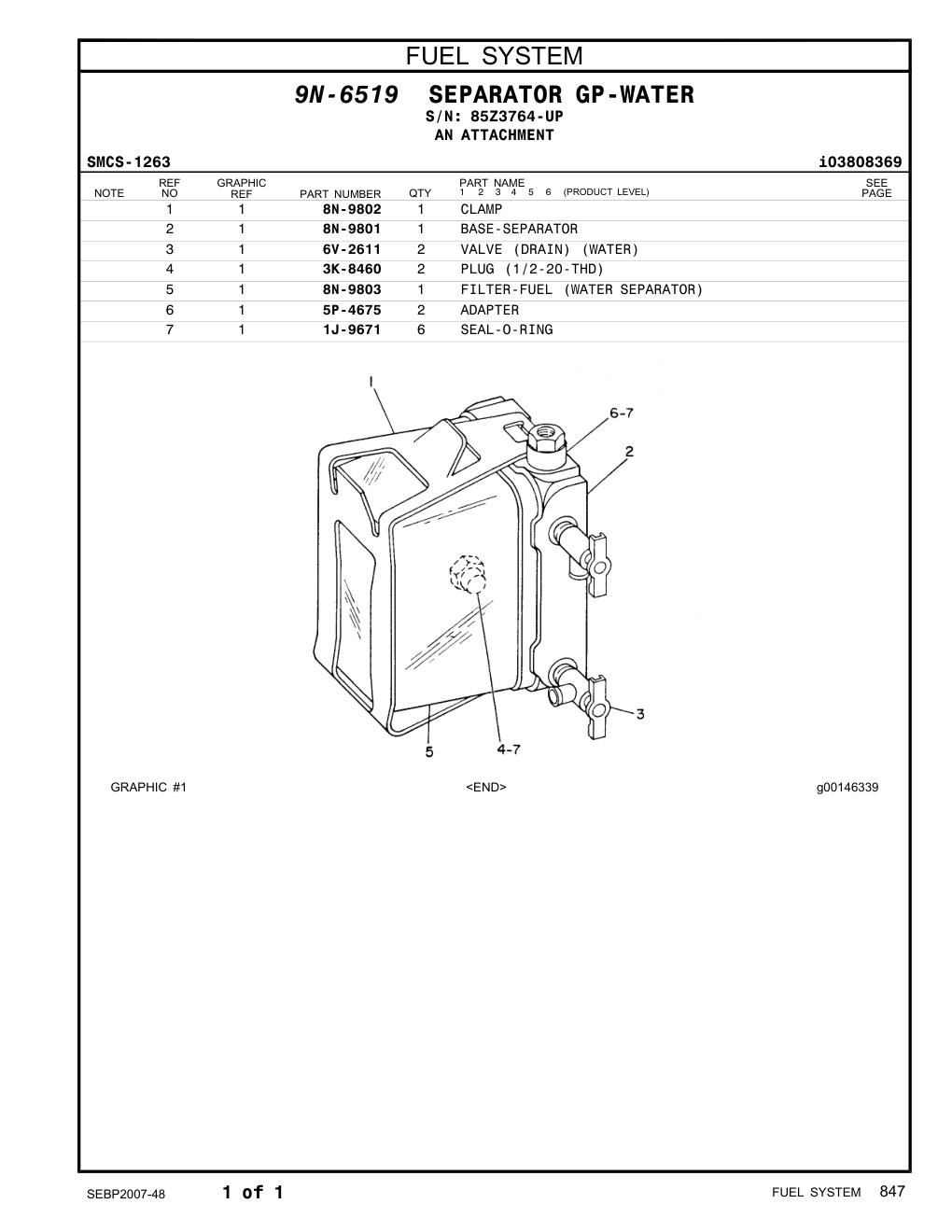 8N-9802 CLAMP · S/N 85Z3764-UP CAT parts manual diagram