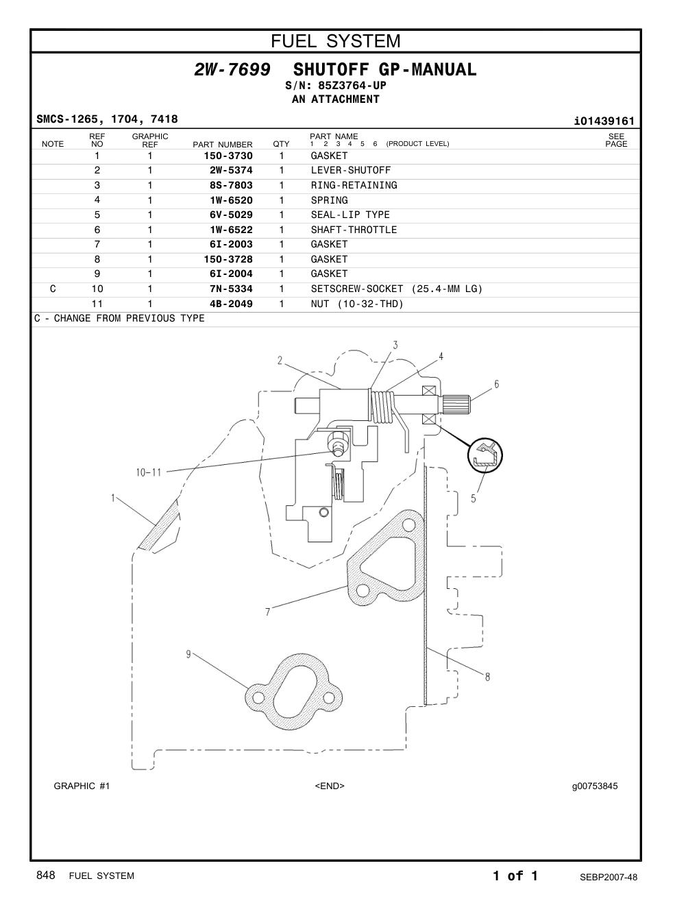 8S-7803 RING-RETAINING · S/N 85Z3764-UP CAT parts manual diagram
