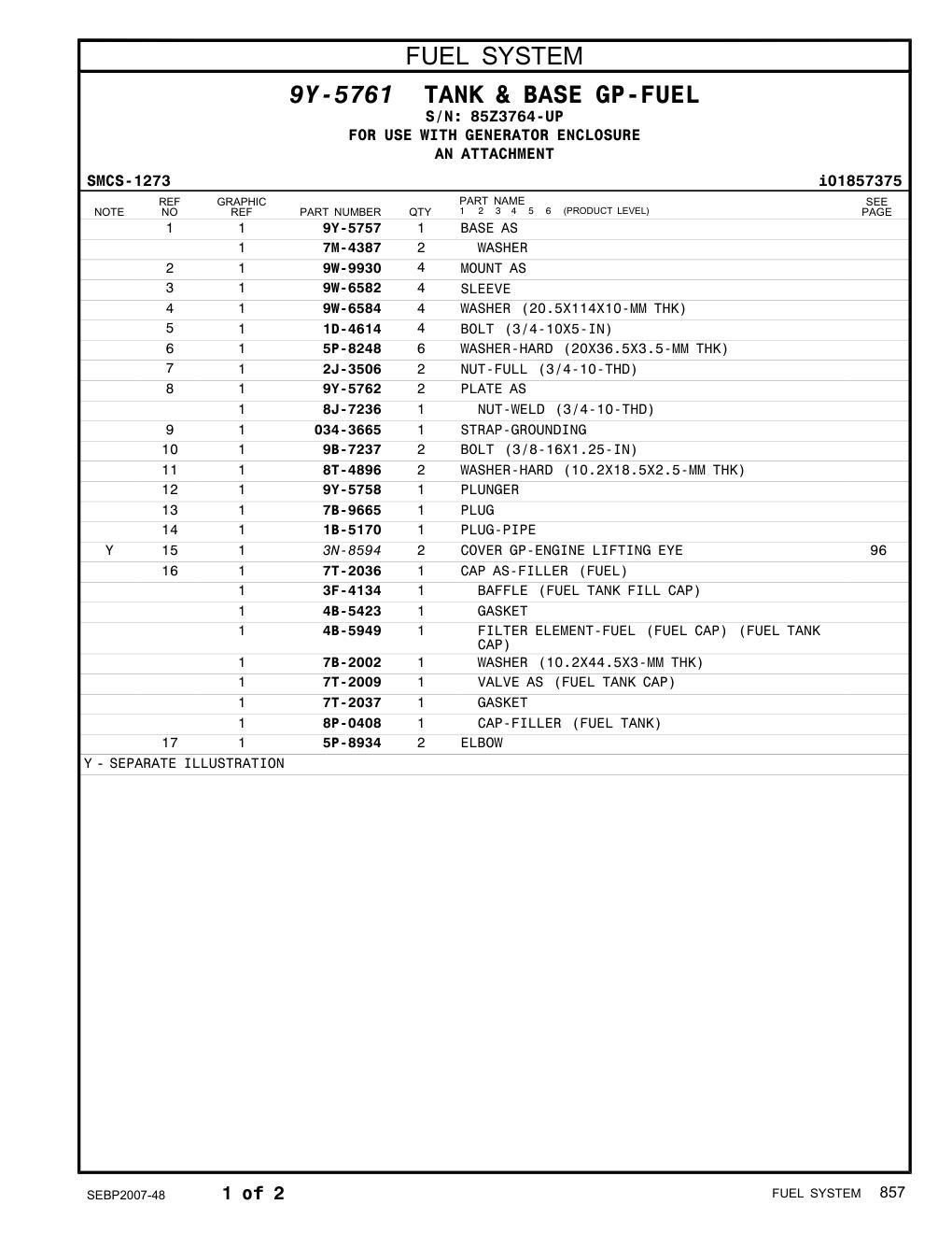 9Y-5758 PLUNGER · S/N 85Z3764-UP CAT parts manual diagram
