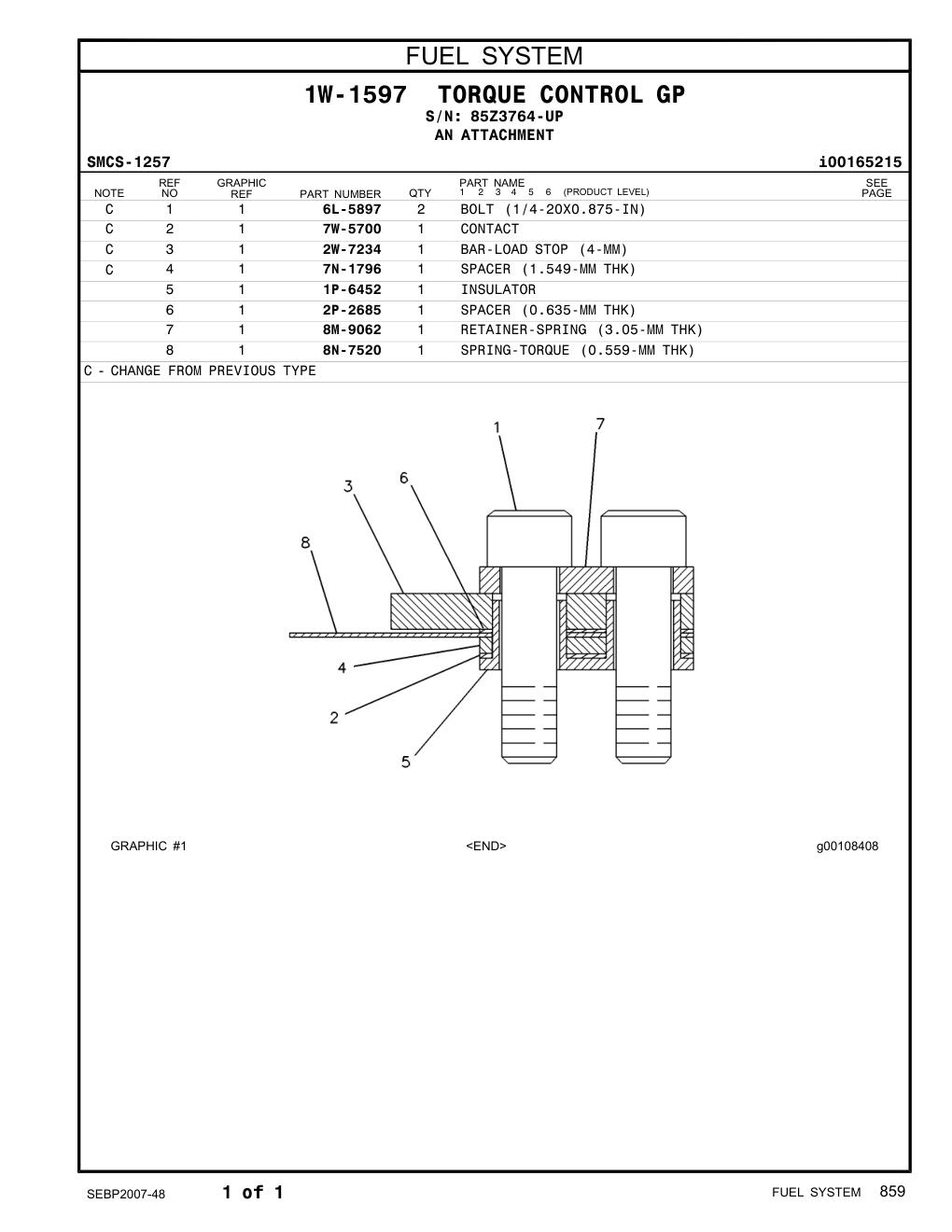 8M-9062 RETAINER-SPRING (3.05-MM THK) · S/N 85Z3764-UP CAT parts manual diagram