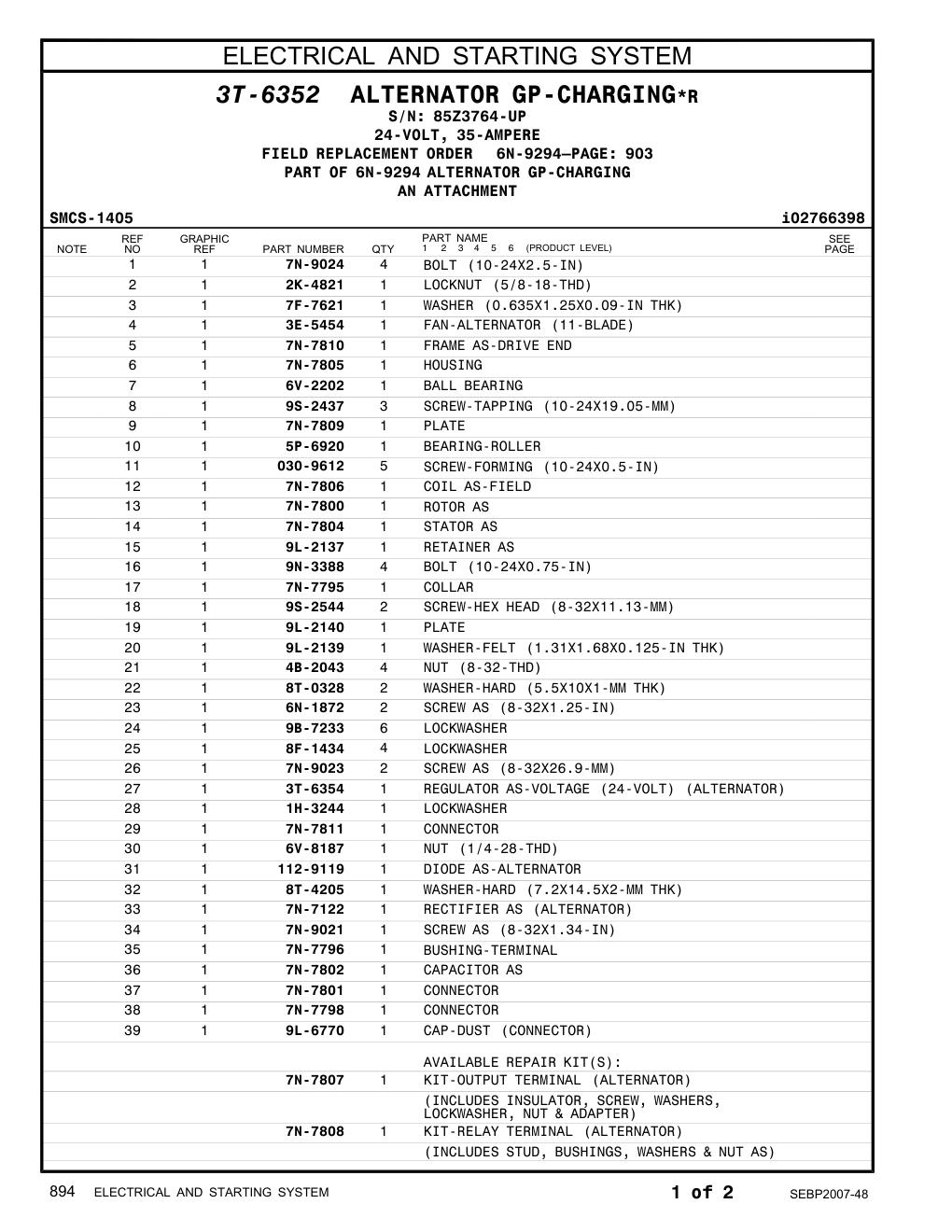 9L-2137 RETAINER AS · S/N 85Z3764-UP CAT parts manual diagram