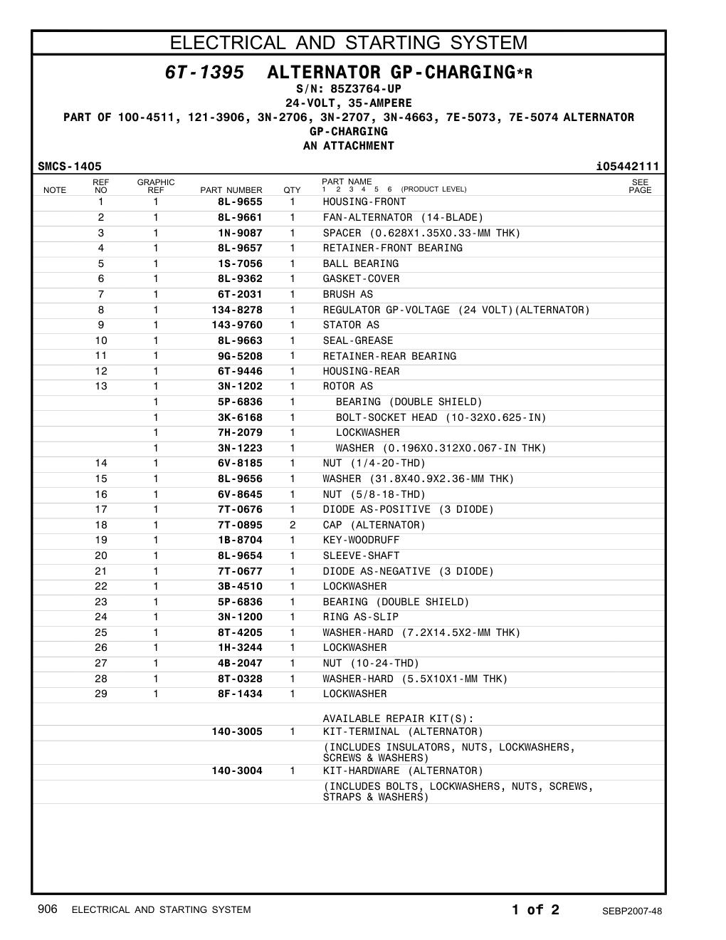 9G-5208 RETAINER-REAR BEARING · S/N 85Z3764-UP CAT parts manual diagram