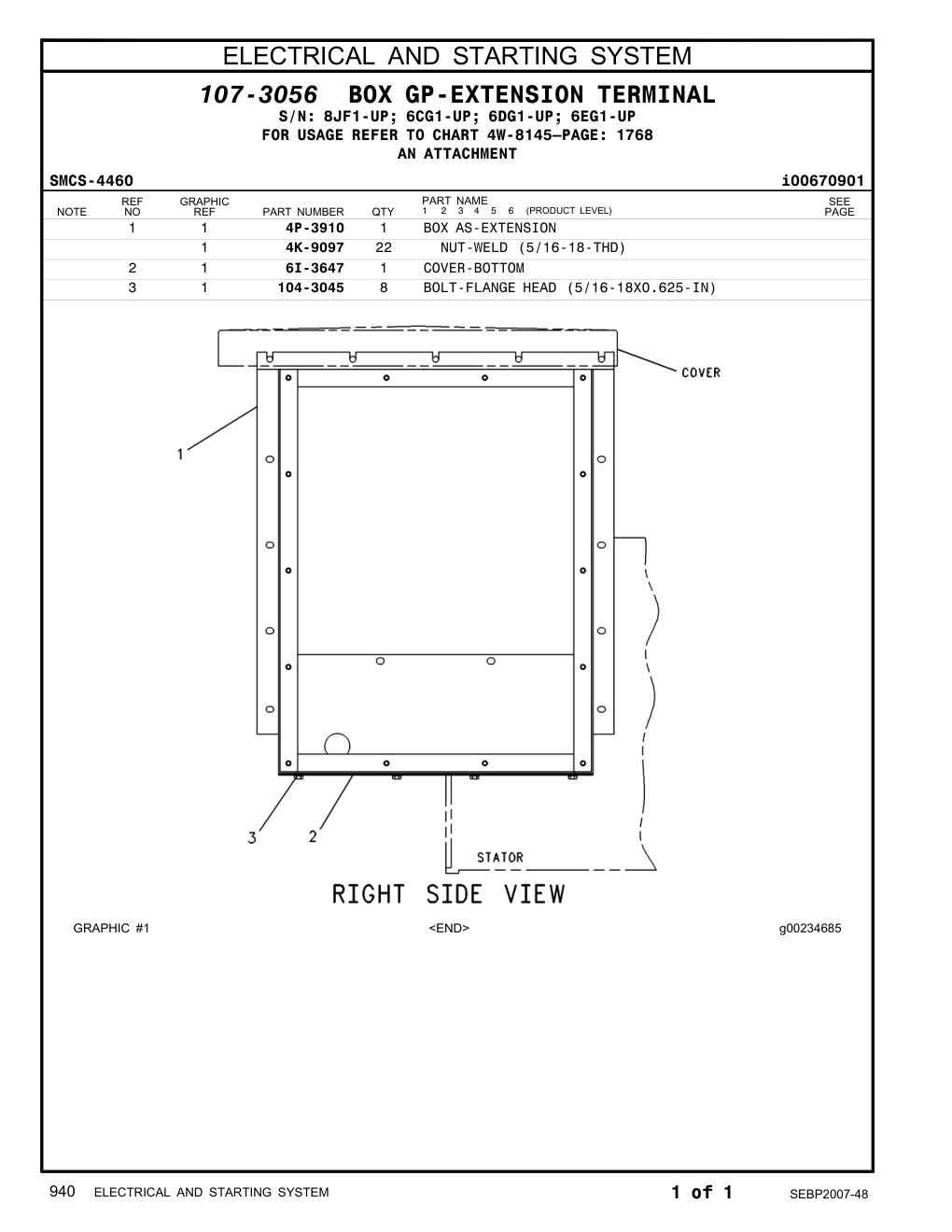 6I-3647 COVER-BOTTOM CAT parts manual diagram