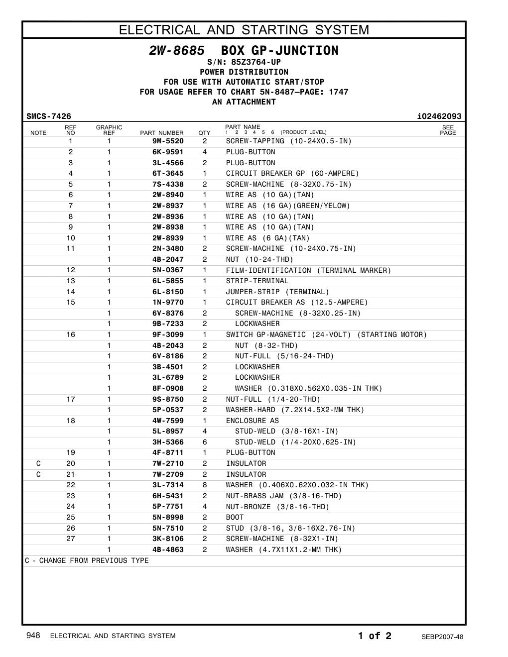 6L-5855 STRIP-TERMINAL · S/N 85Z3764-UP CAT parts manual diagram