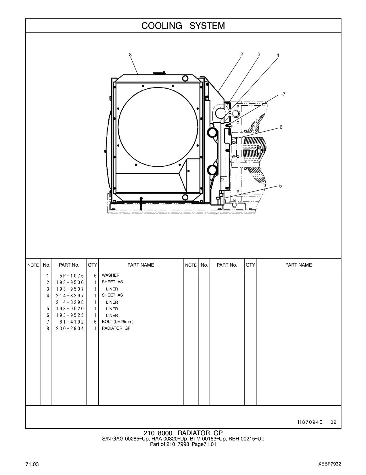 230-2904 RADIATOR GP CAT parts manual diagram