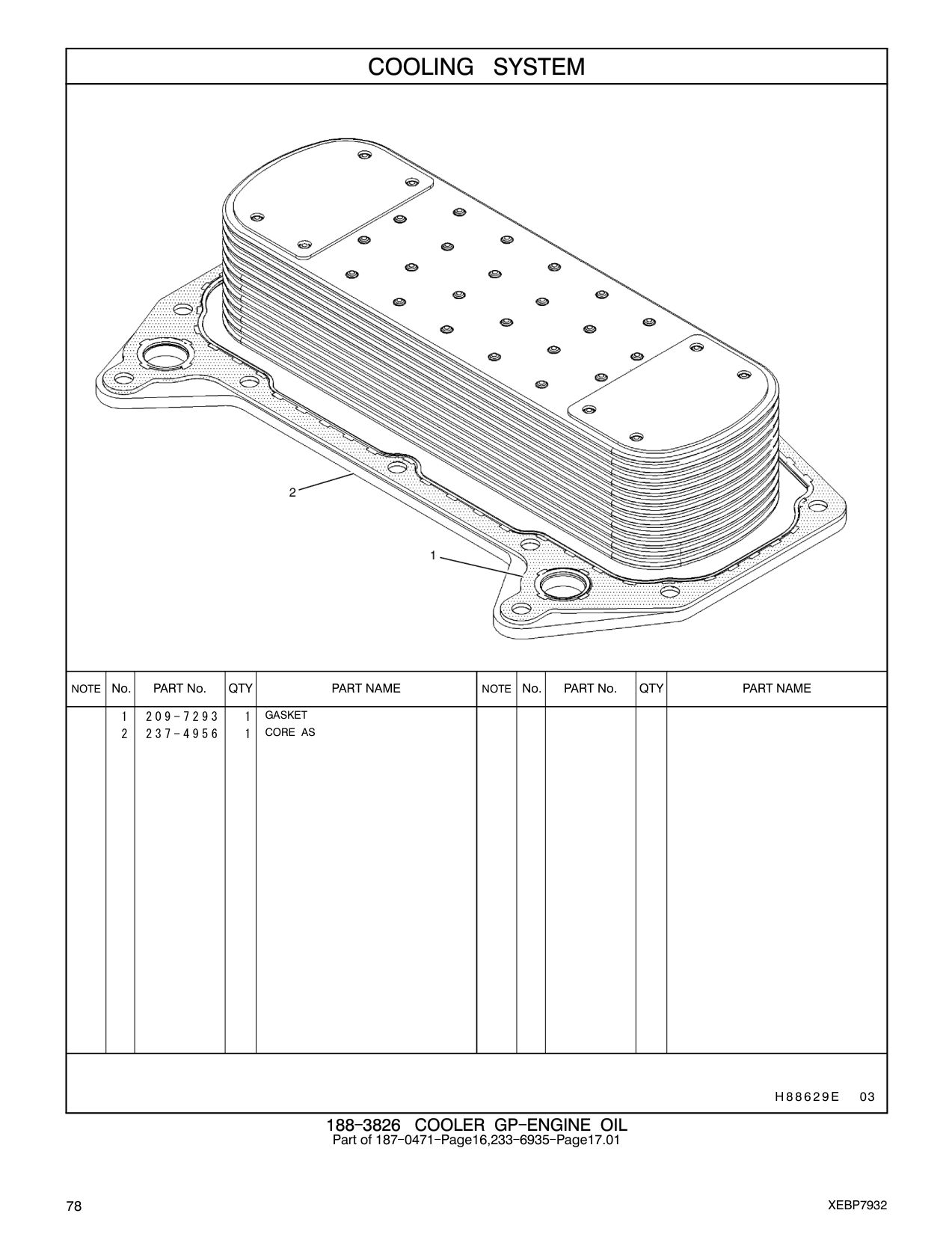 237-4956 CORE AS CAT parts manual diagram