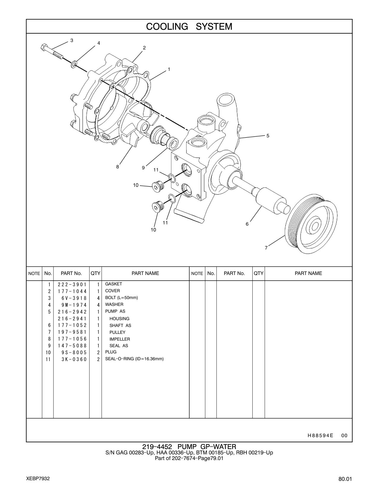 197-9581 PULLEY CAT parts manual diagram