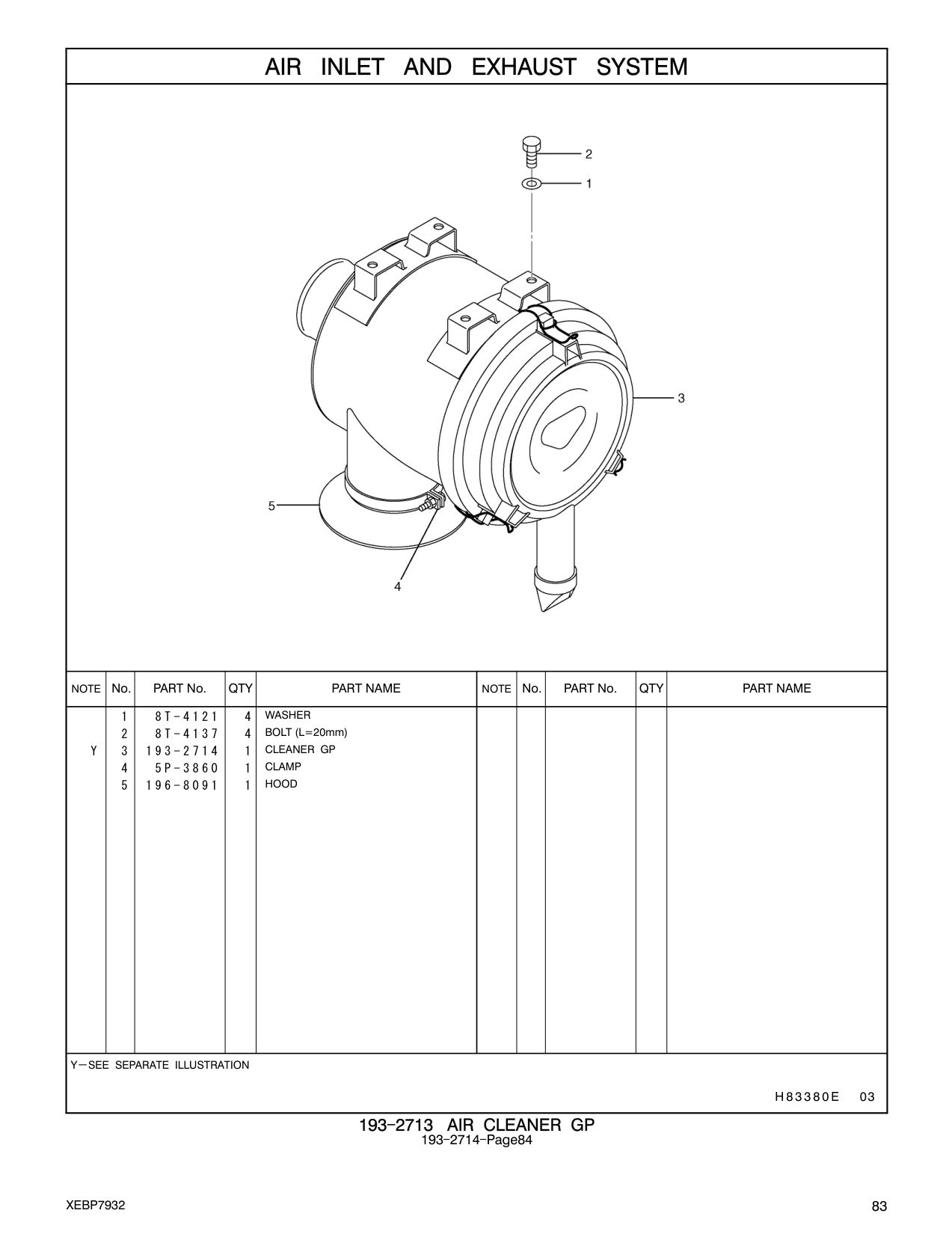 193-2714 CLEANER GP CAT parts manual diagram