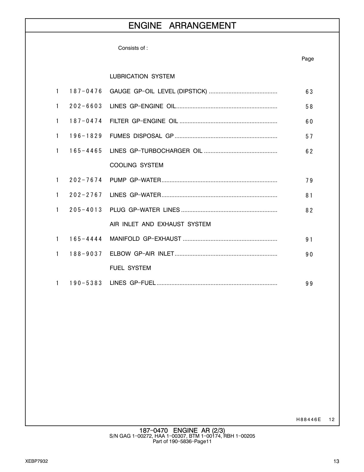 165-4465 LINES GP-TURBOCHARGER OIL CAT parts manual diagram