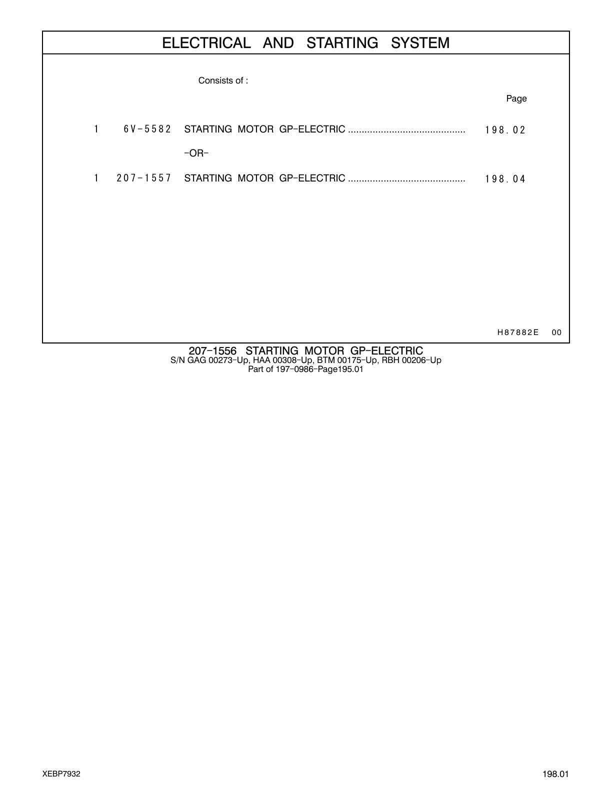 207-1557 STARTING MOTOR GP-ELECTRIC CAT parts manual diagram