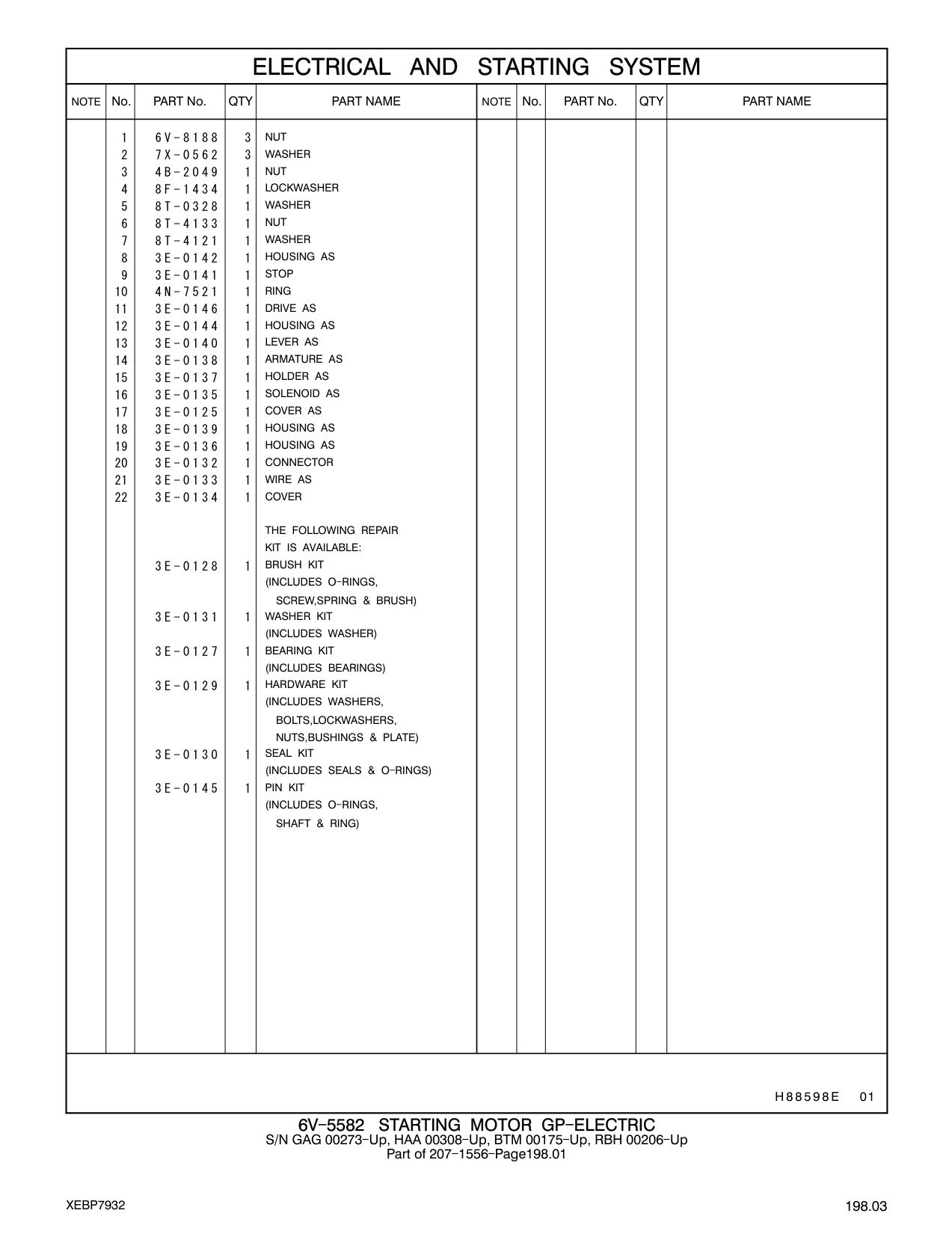3E-0146 DRIVE AS-STARTING MOTOR CAT parts manual diagram