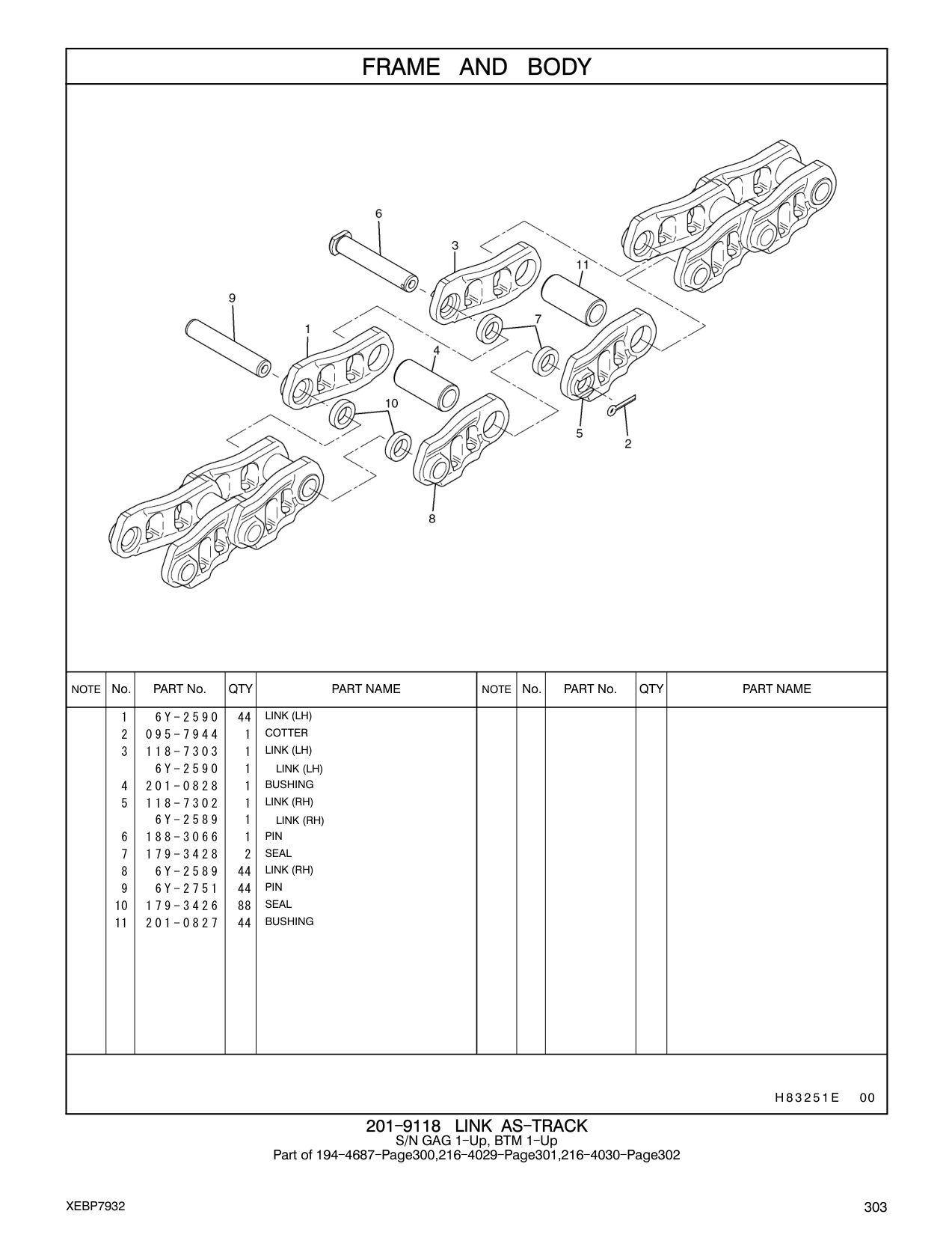 118-7302 LINK (RH) CAT parts manual diagram