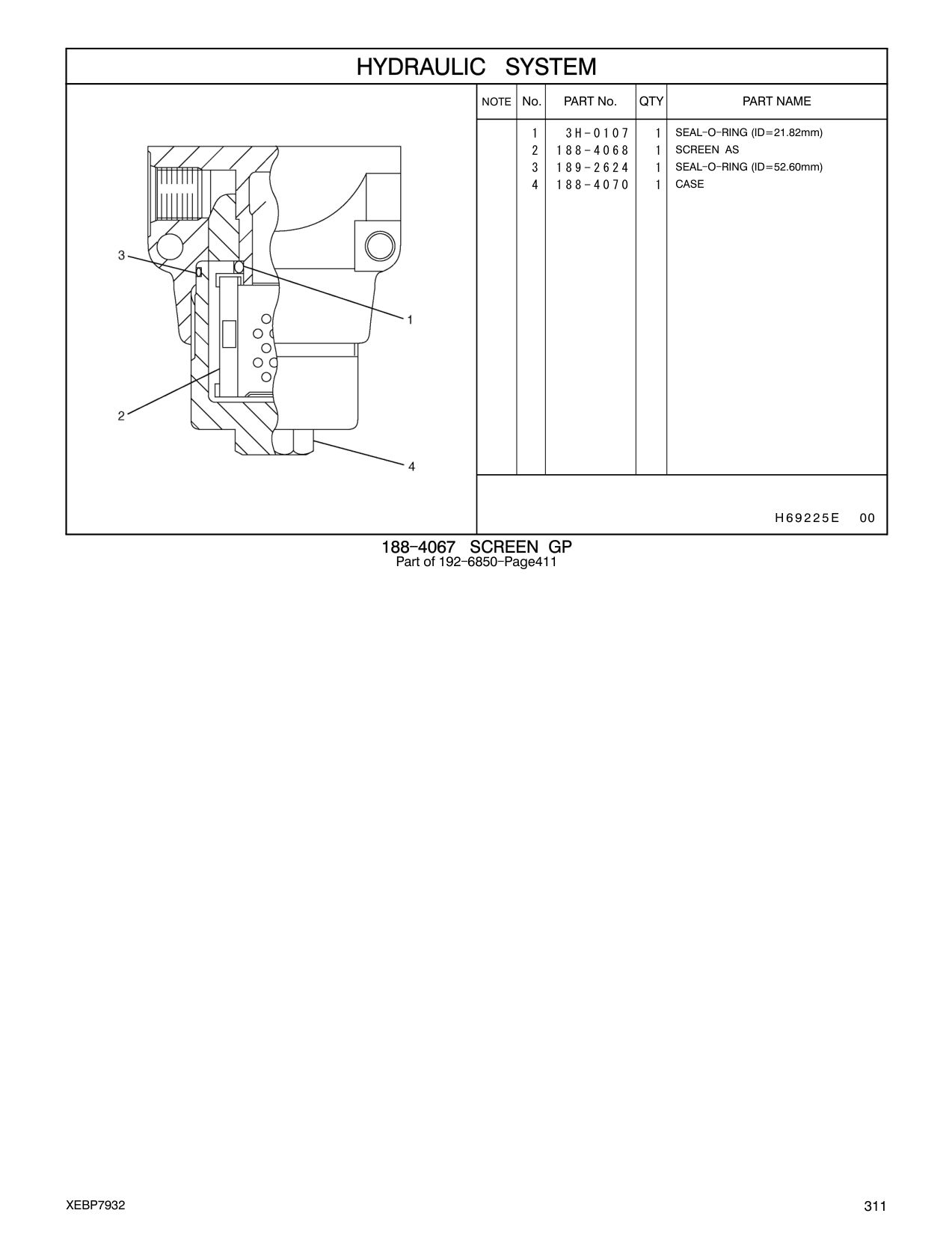 188-4068 SCREEN AS CAT parts manual diagram