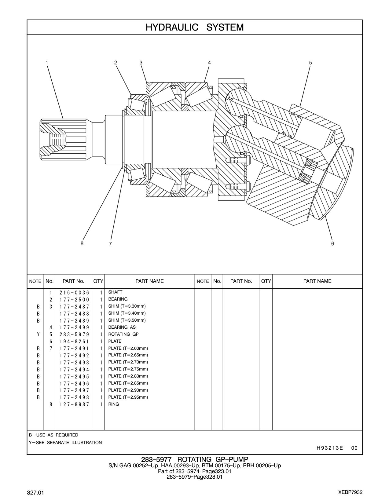 216-0036 SHAFT CAT parts manual diagram