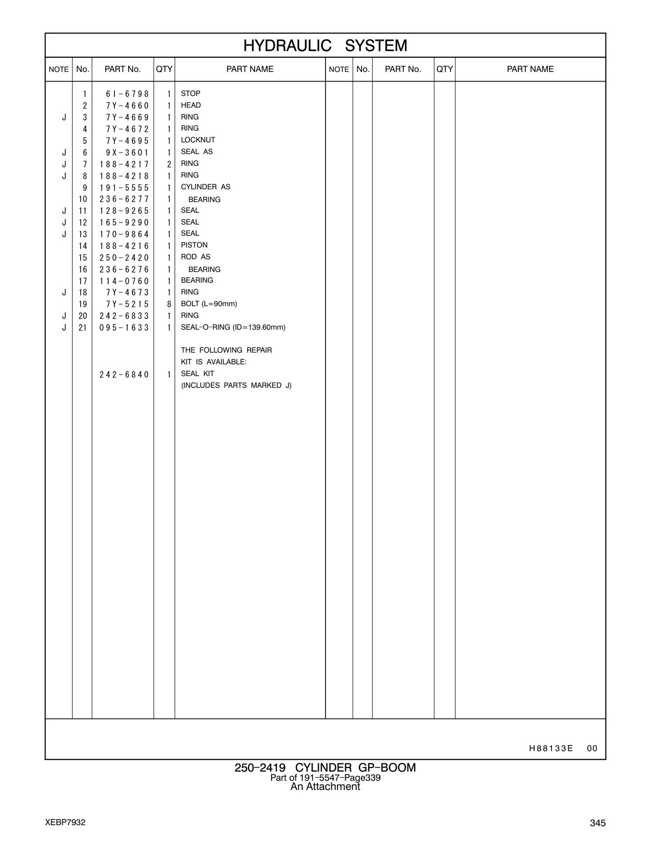 236-6277 BEARING CAT parts manual diagram