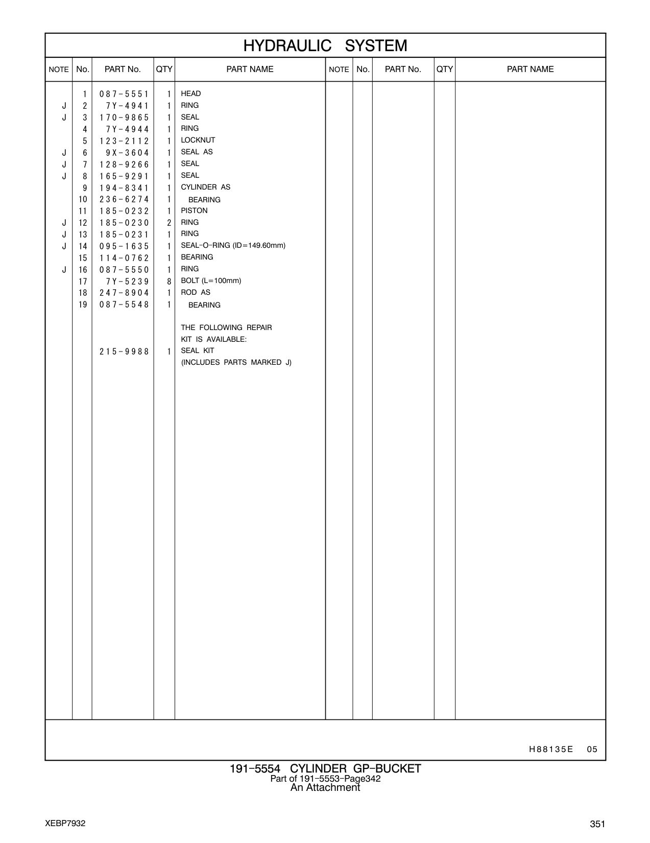 236-6274 BEARING CAT parts manual diagram