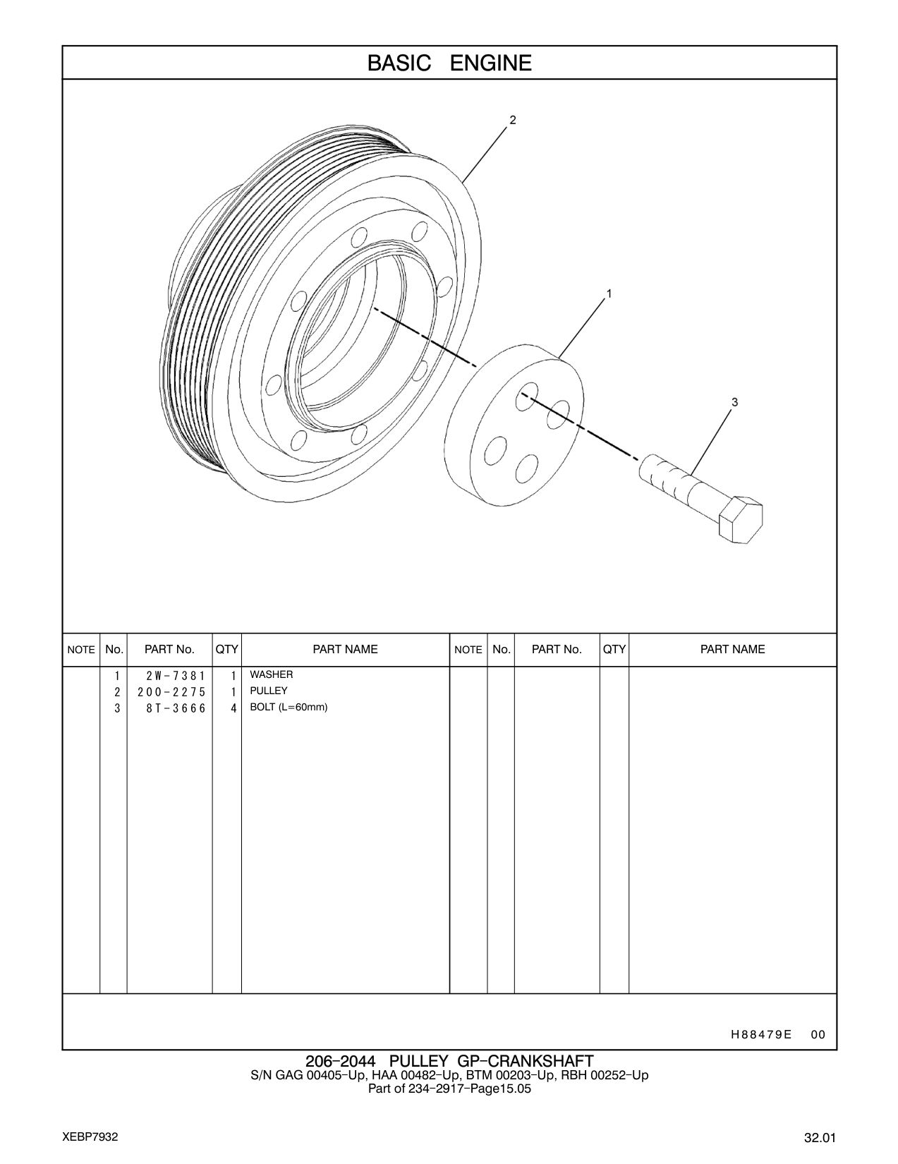200-2275 PULLEY CAT parts manual diagram