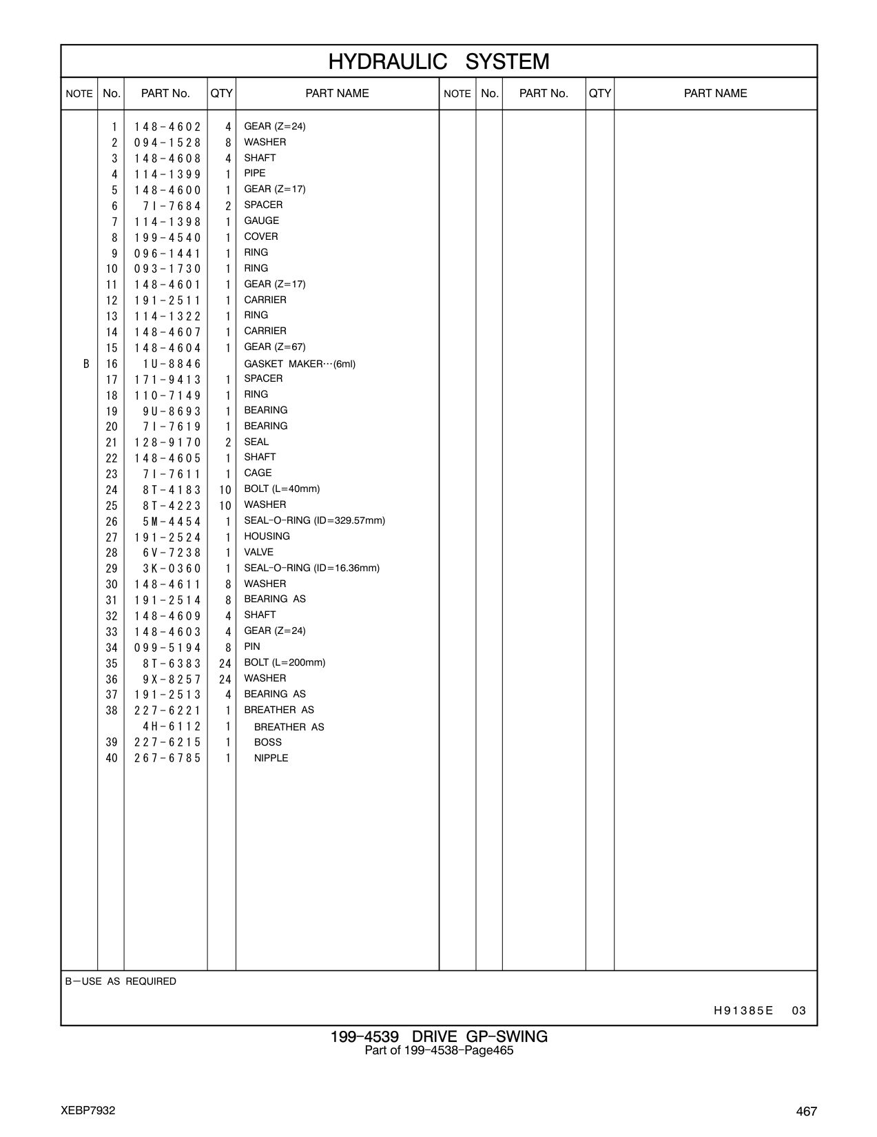 9U-8693 BEARING CAT parts manual diagram