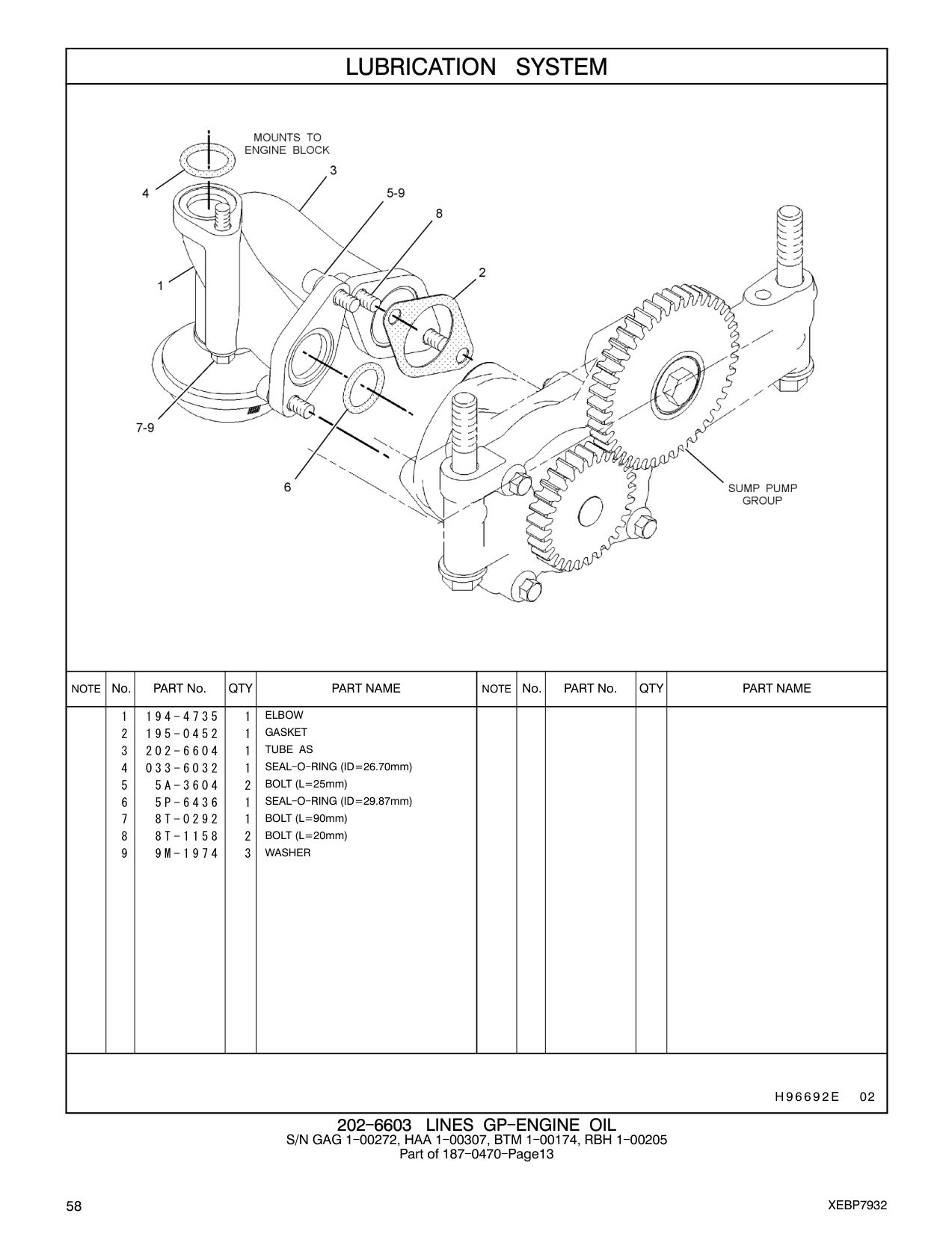 8T-0292 BOLT (L=90mm) CAT parts manual diagram
