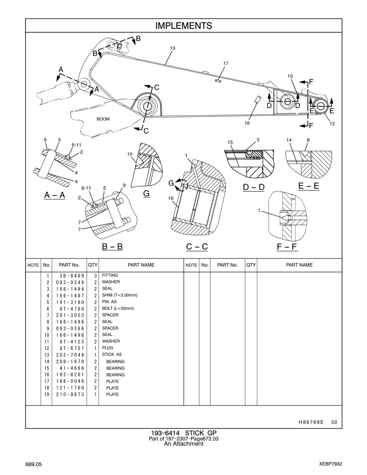 202-7049 STICK AS CAT parts manual diagram