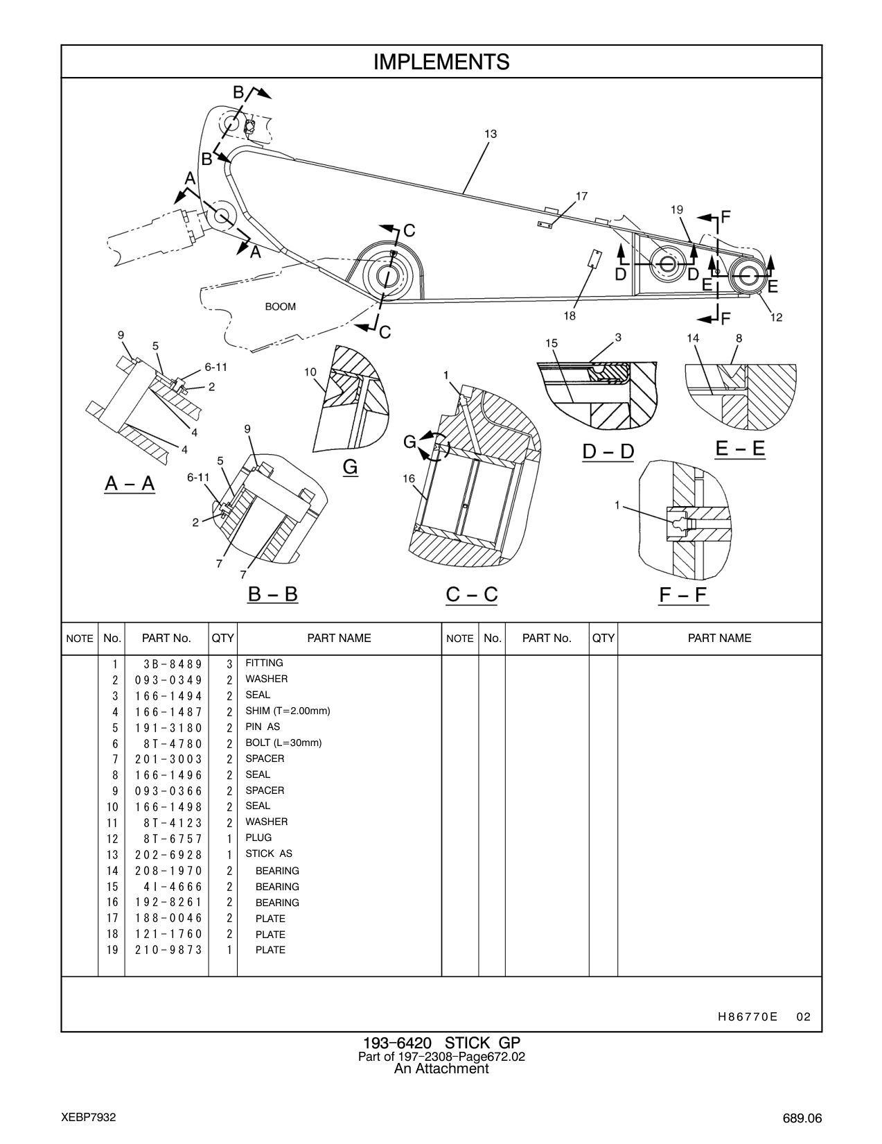 202-6928 STICK AS CAT parts manual diagram