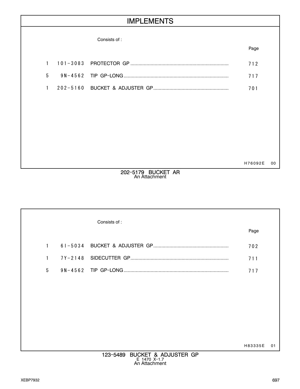 6I-5034 BUCKET & ADJUSTER GP CAT parts manual diagram