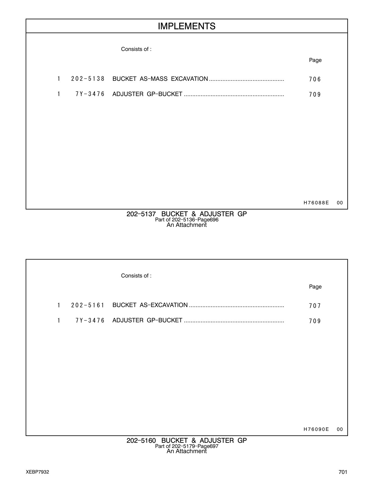 202-5138 BUCKET AS-MASS EXCAVATION CAT parts manual diagram