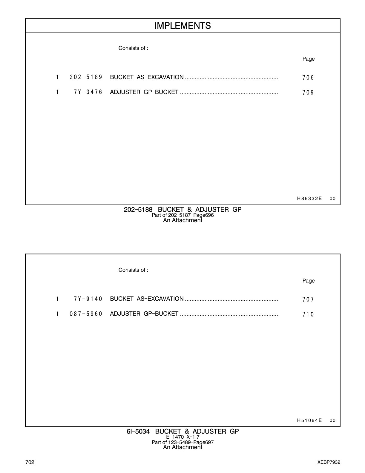 202-5189 BUCKET AS-EXCAVATION CAT parts manual diagram