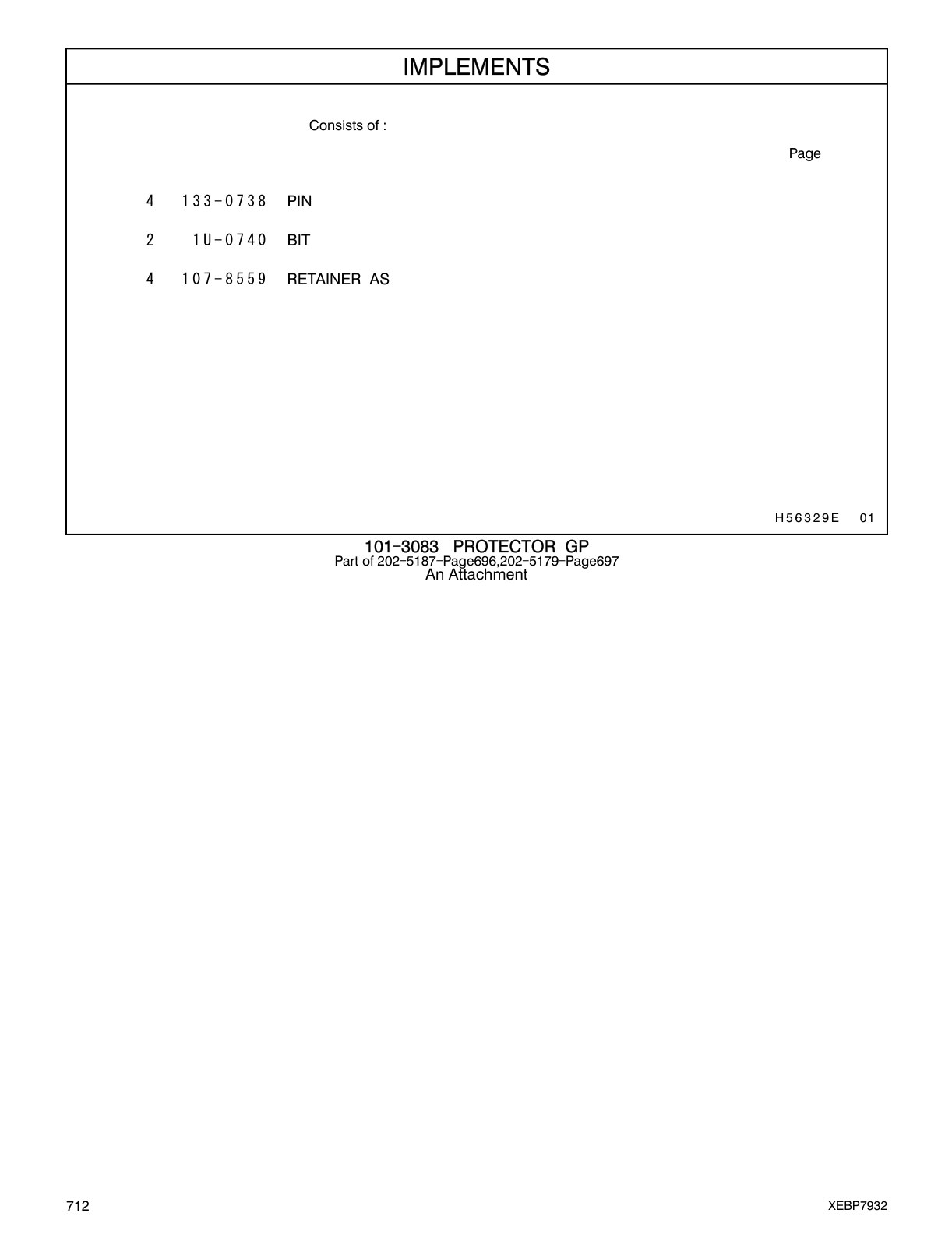 133-0738 PIN CAT parts manual diagram