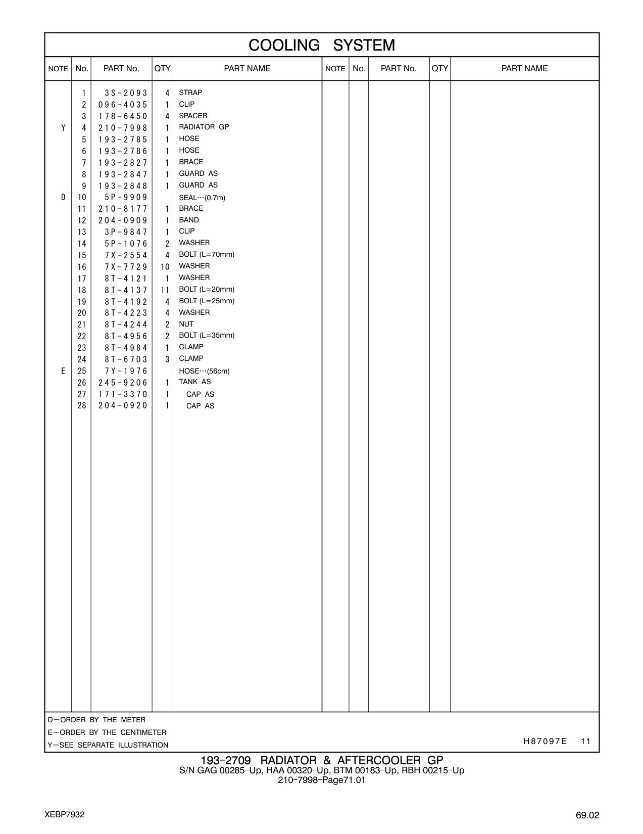 210-7998 RADIATOR GP CAT parts manual diagram