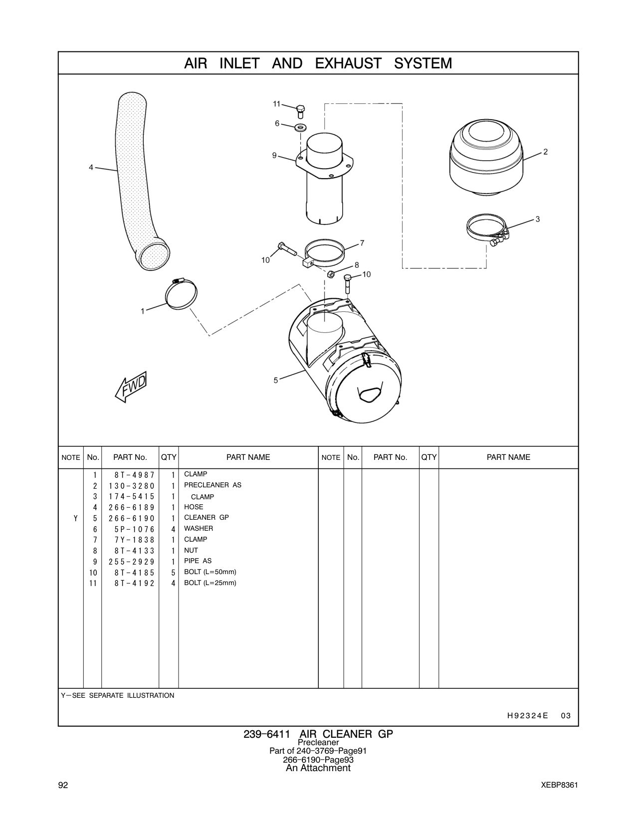 266-6190 AIRCLEANERGP (空气滤清器总成) 80 CAT parts manual diagram